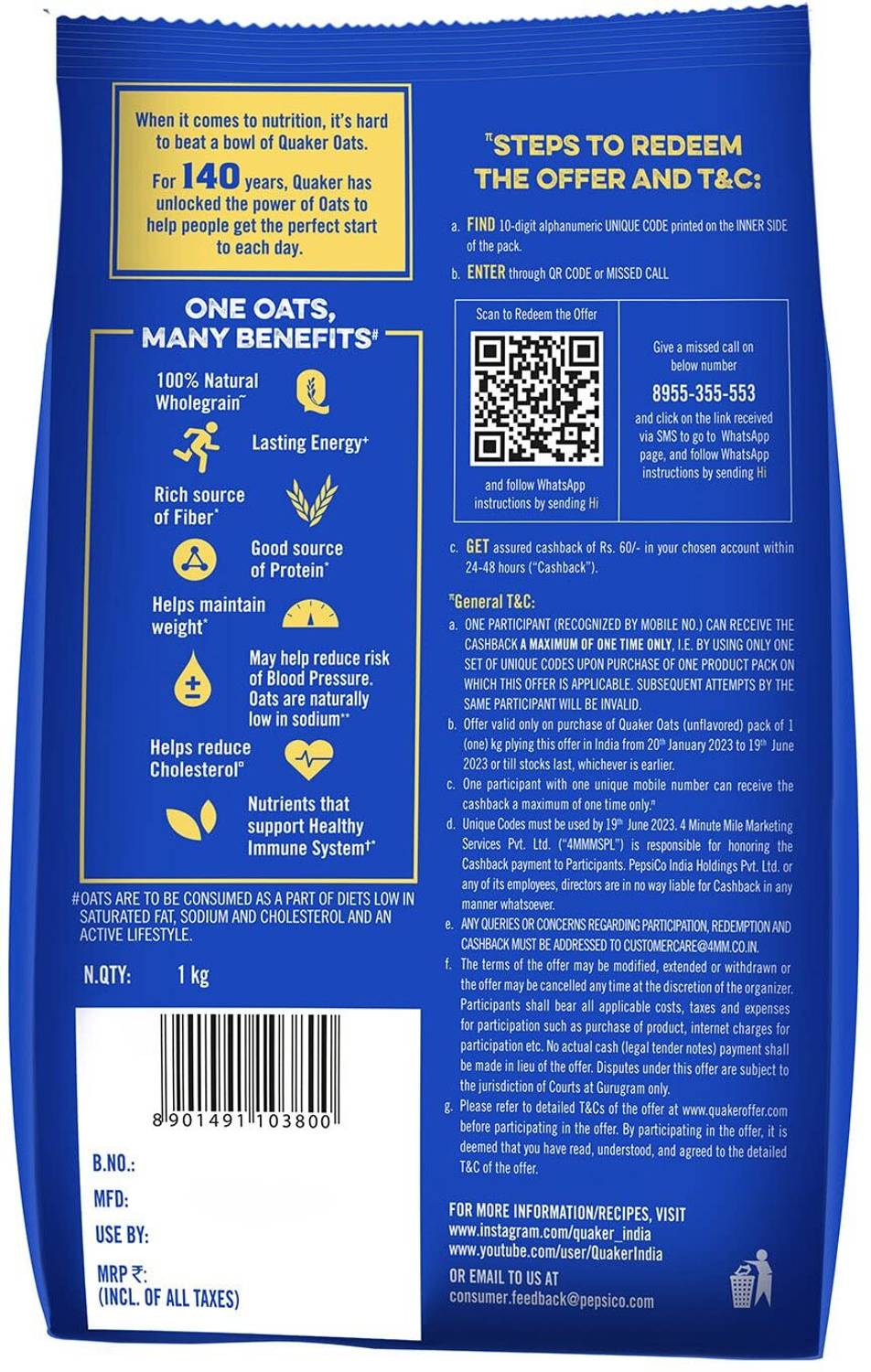 Quaker Rolled Oats 1 kg - Image 2