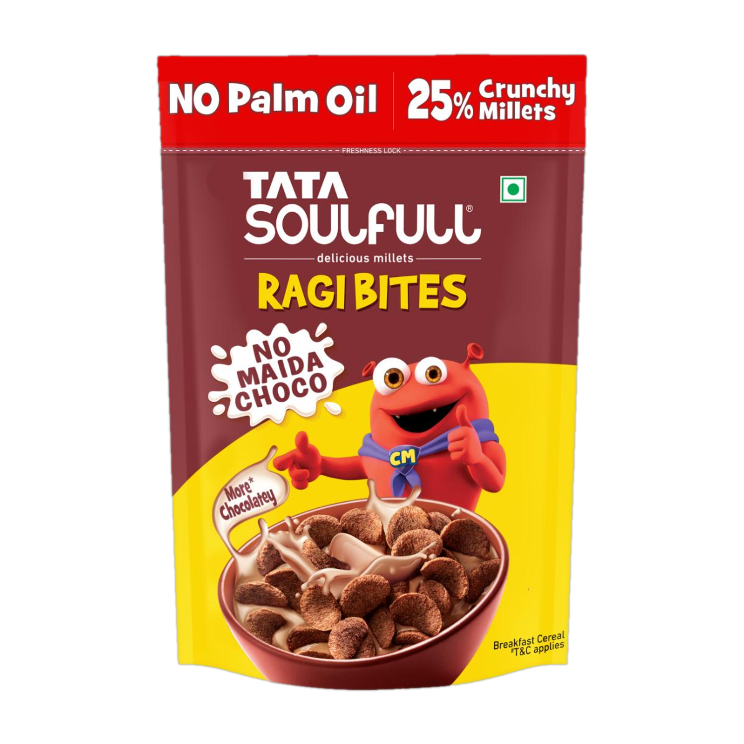 Tata Soulfull by Tata Consumer Products Limited Ragi Bites No Maida Choco, 7 Grains, Rich in Calcium & Protein, Breakfast Cereal Pouch