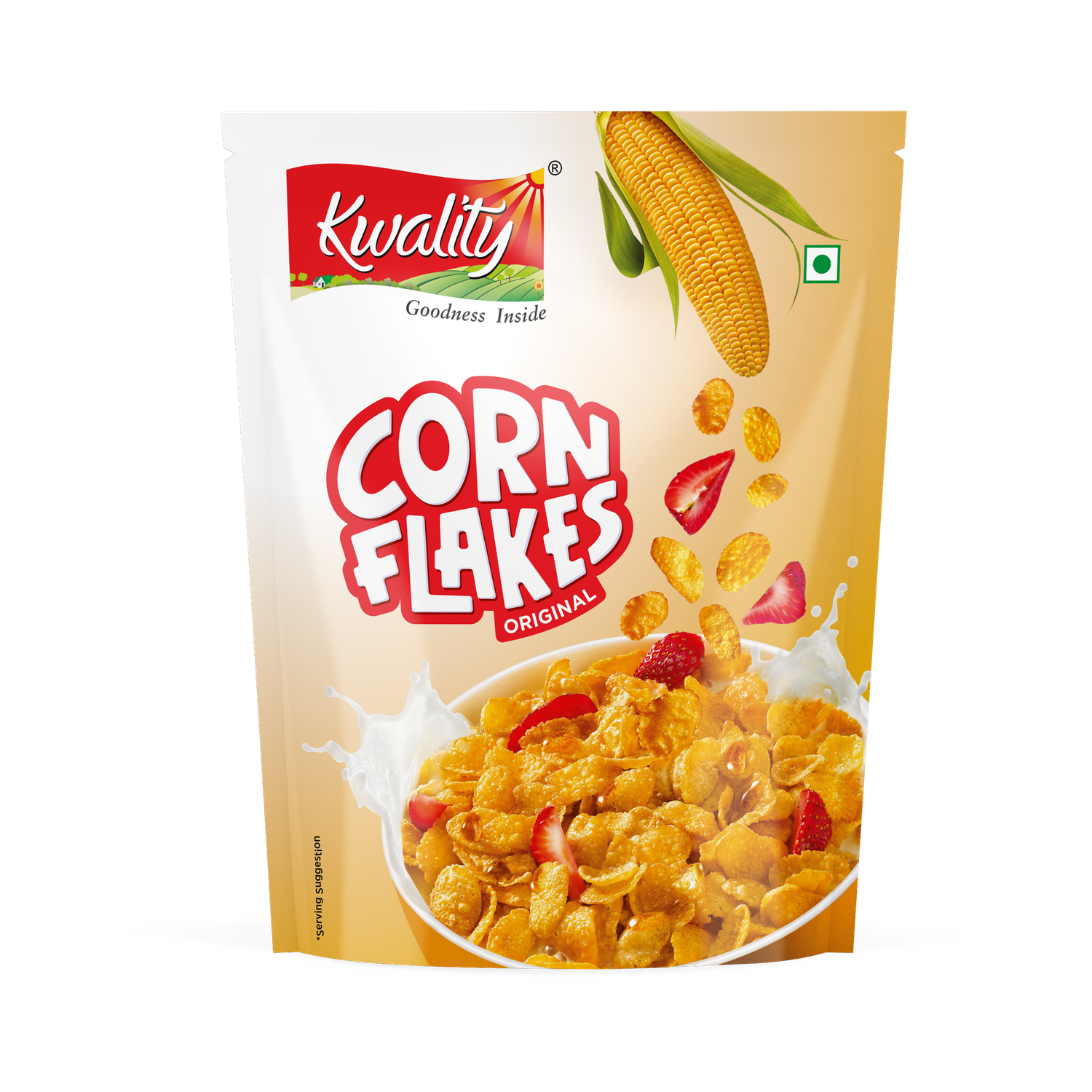 Image of Kwality Corn Flakes Original, 99% Fat-Free, Vitamins, Iron & Proteins, Breakfast cereals Pouch