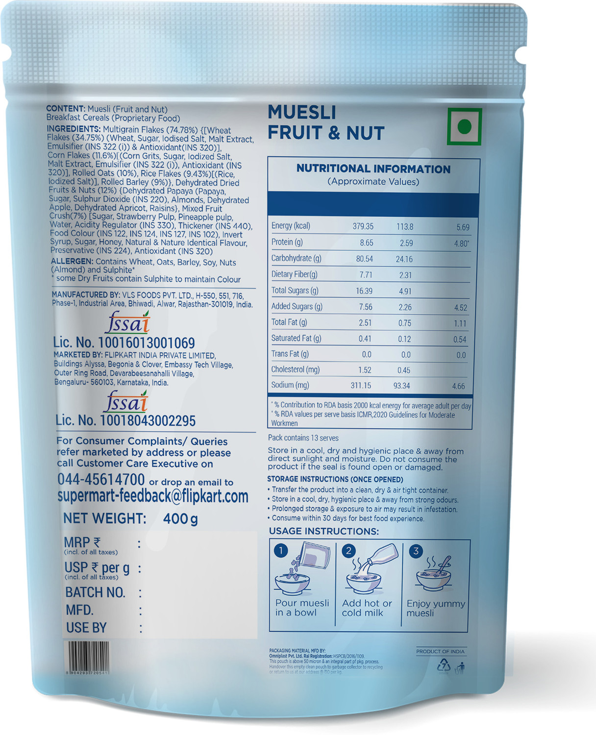 Image of Delish by Flipkart Fruit and Nut Muesli Pouch
