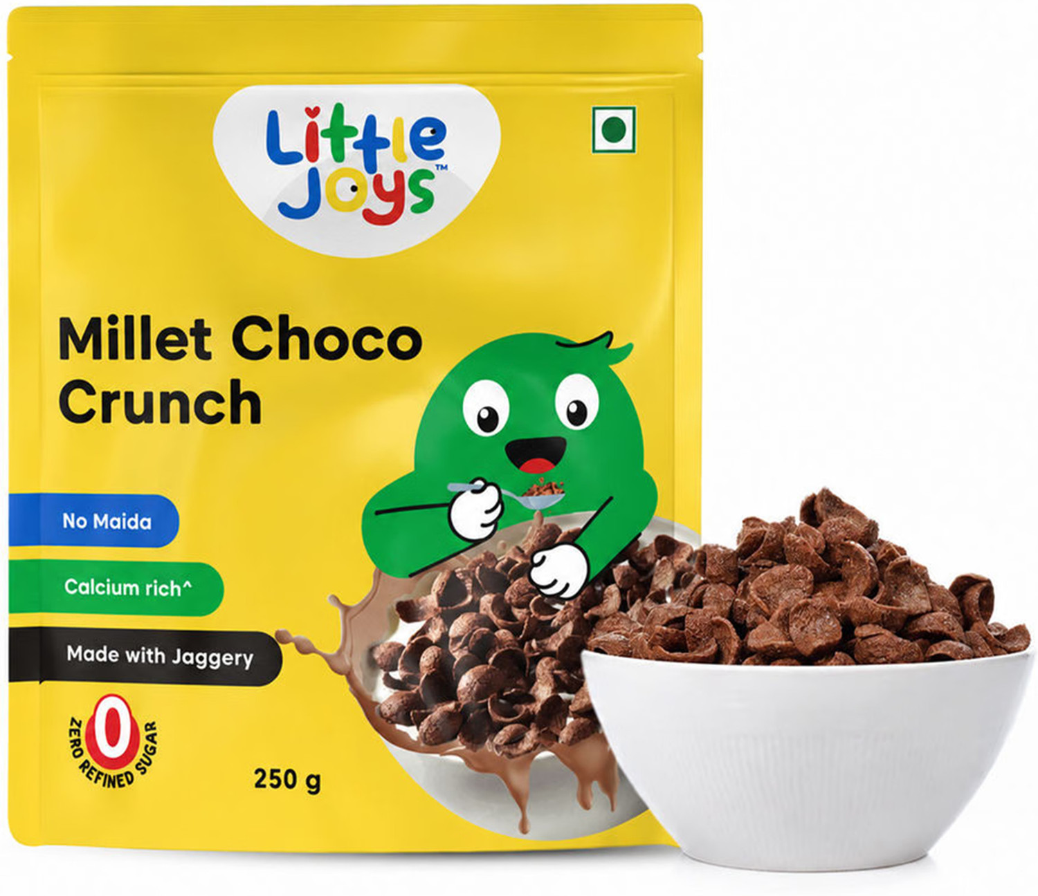 Image of Little Joys Millet Choco Crunch | Sweetened With Jaggery | No Maida | Kids Breakfast Cereal Pouch