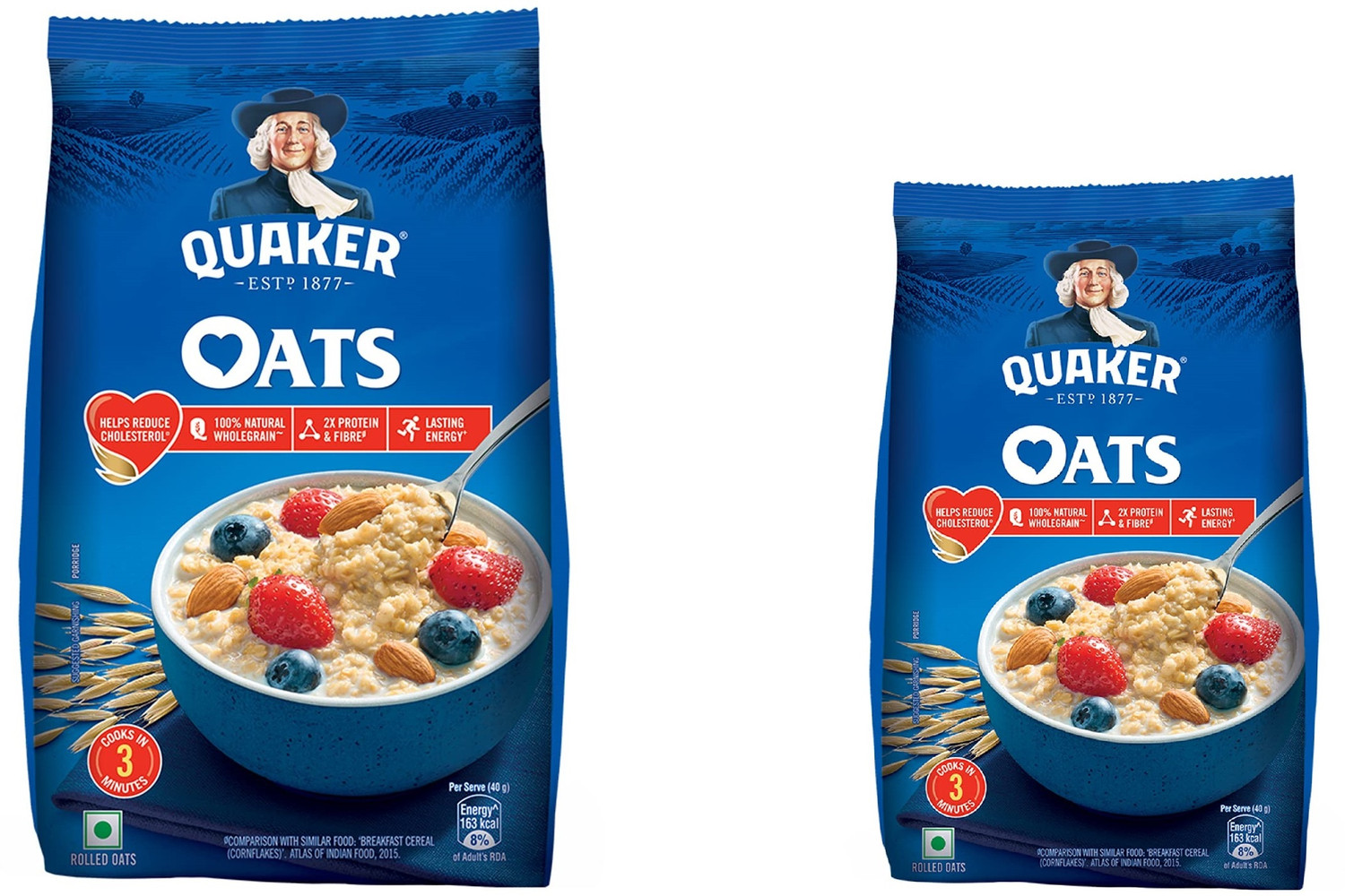 Image of Quaker OATS MEAL PACK OF 2 (1000GRAMS + 400GRAMS) Vacuum Pack