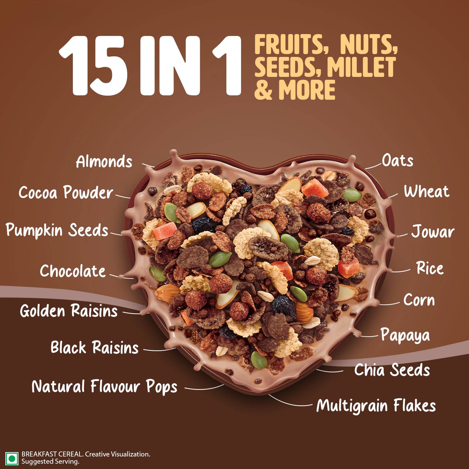 Saffola Muesli Choco Crunch with Flavour Pops, 15 in 1 - Image 4