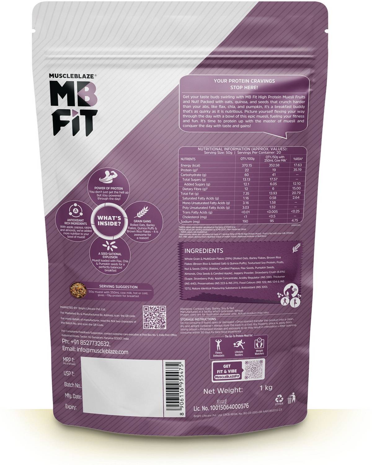MUSCLEBLAZE High Protein Muesli, 18g - Image 2