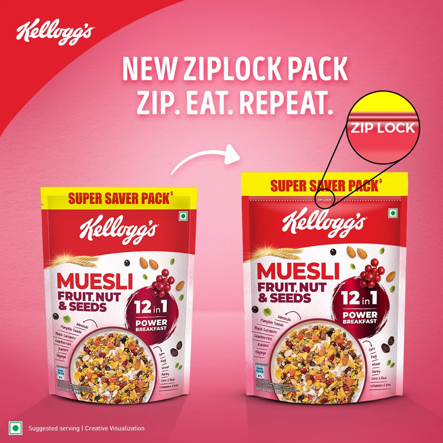 Image of Kellogg's by Kellogg's MUESLI FRUIT & NUT 750GM (750 g, Pouch) Pouch