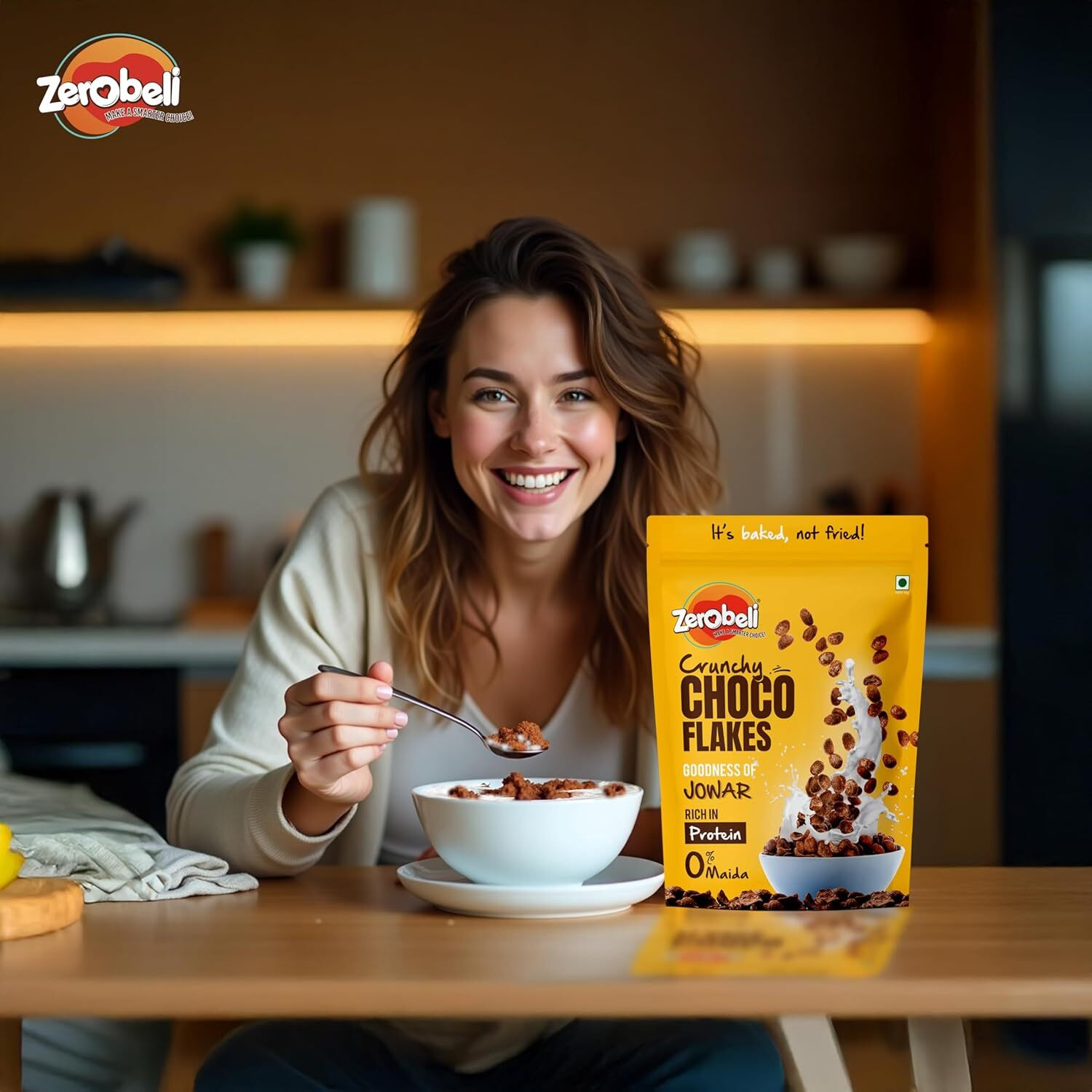 Image of Zerobeli Choco Flakes Fiber Rich Scoops | With Goodness of Jowar Pouch (2 x 460 g)