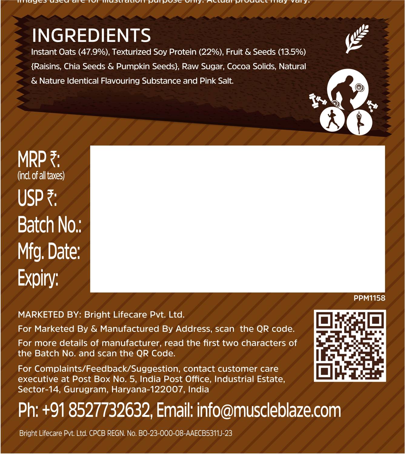 MUSCLEBLAZE High Protein Oats, Dark Chocolate, 1 kg - Image 4