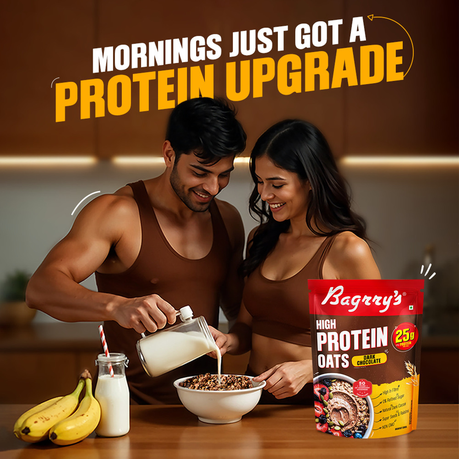 Image of Bagrry's by Bagrry's High Protein Oats Dark Chocolate (with 25g protein per 100g) Pouch