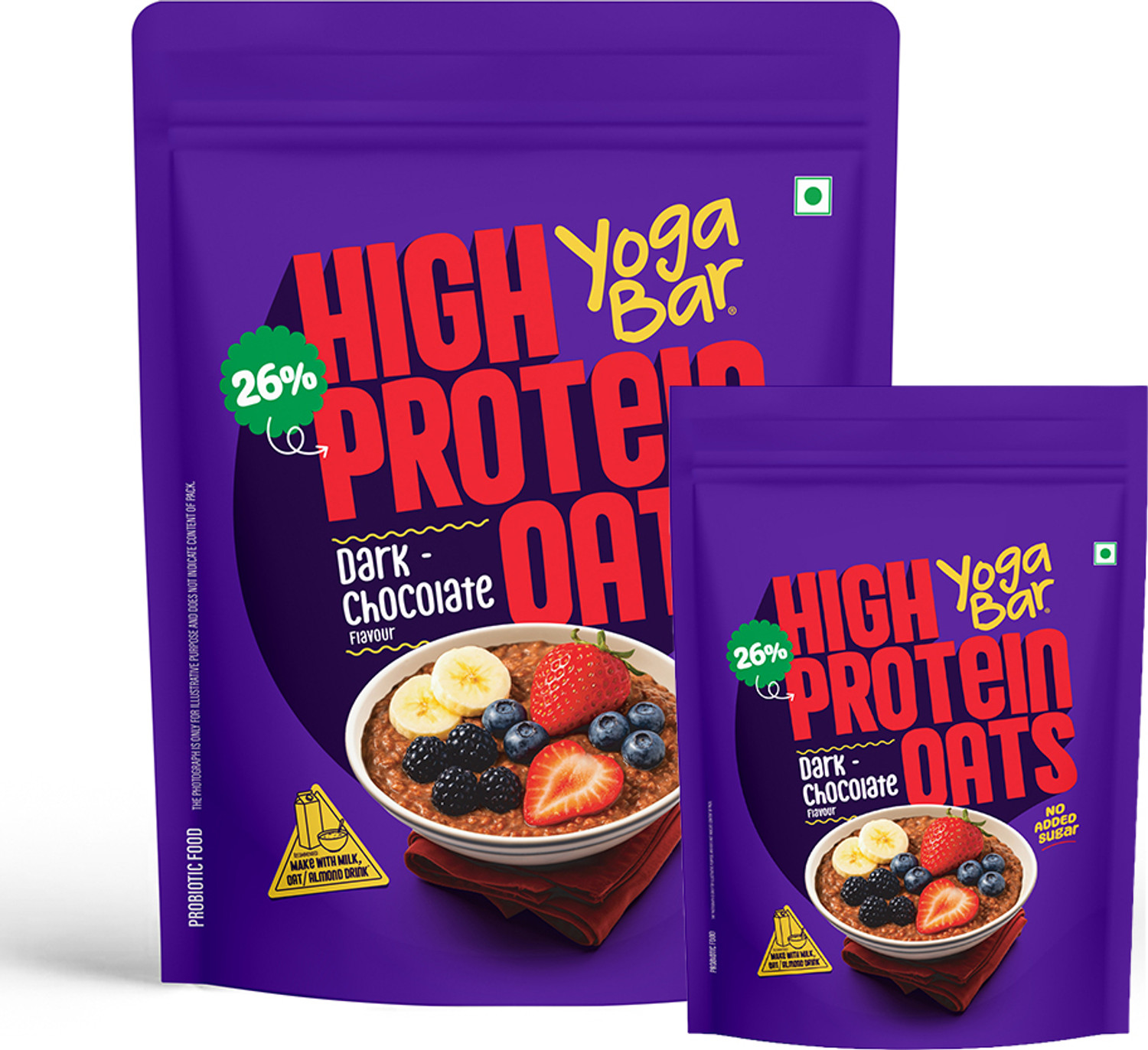 Image of Yogabar 26g High Protein Oats|Dark Chocolate|1kg+250g FREE|No Added Sugar Pouch