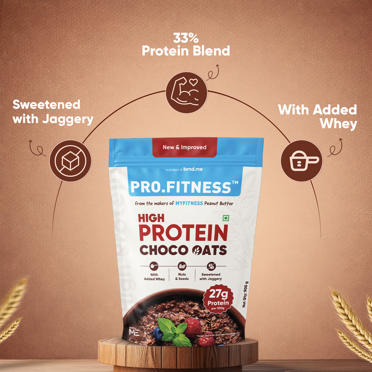Image of Pro.Fitness 27g High Protein Choco Oats (By MyFitness) with Nuts & Seeds Pouch