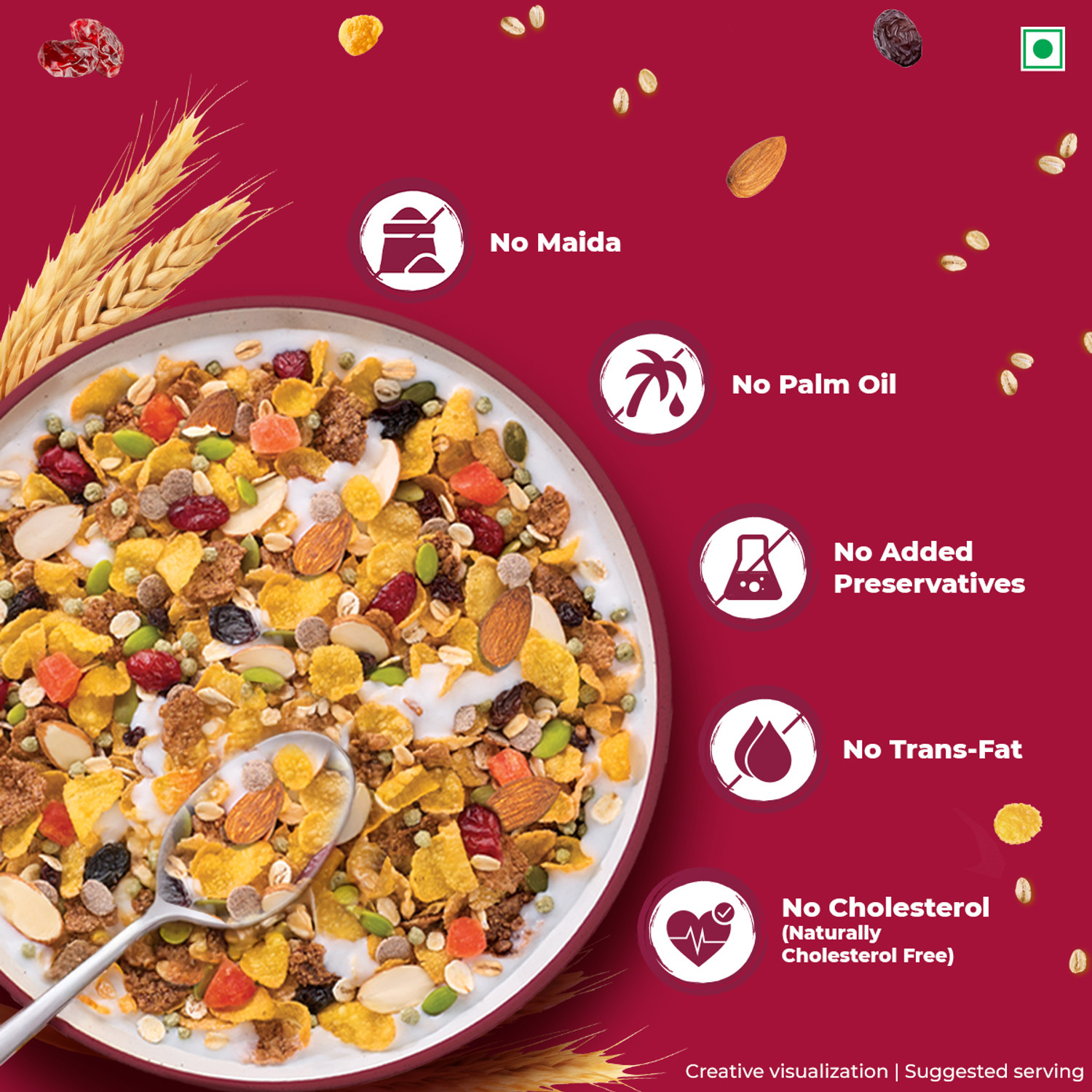 Image of Kellogg's Muesli Fruit Nut & Seeds | 12 In 1 Power Breakfast | No Maida No Palm Oil Pouch