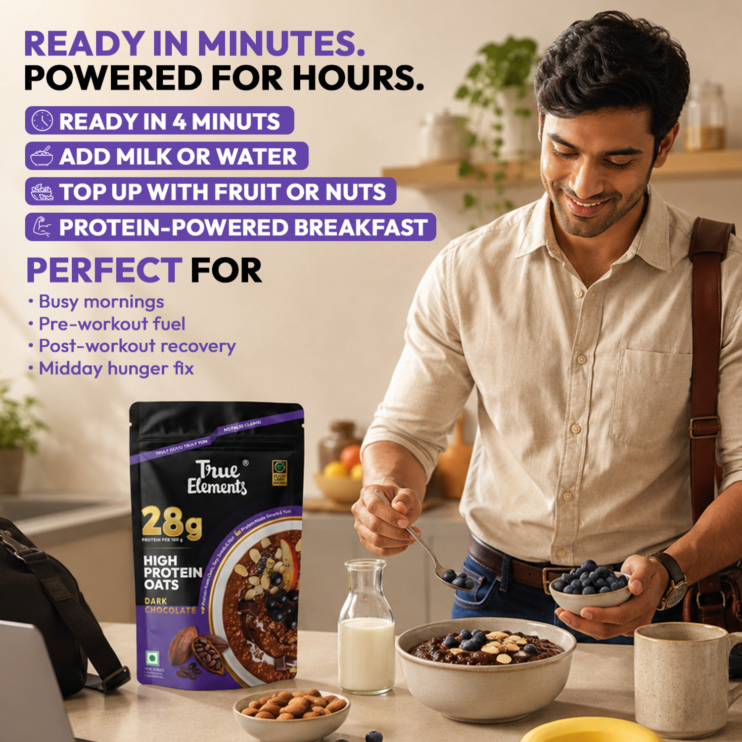 Image of True Elements 28g High Protein Oats 1kg Pouch