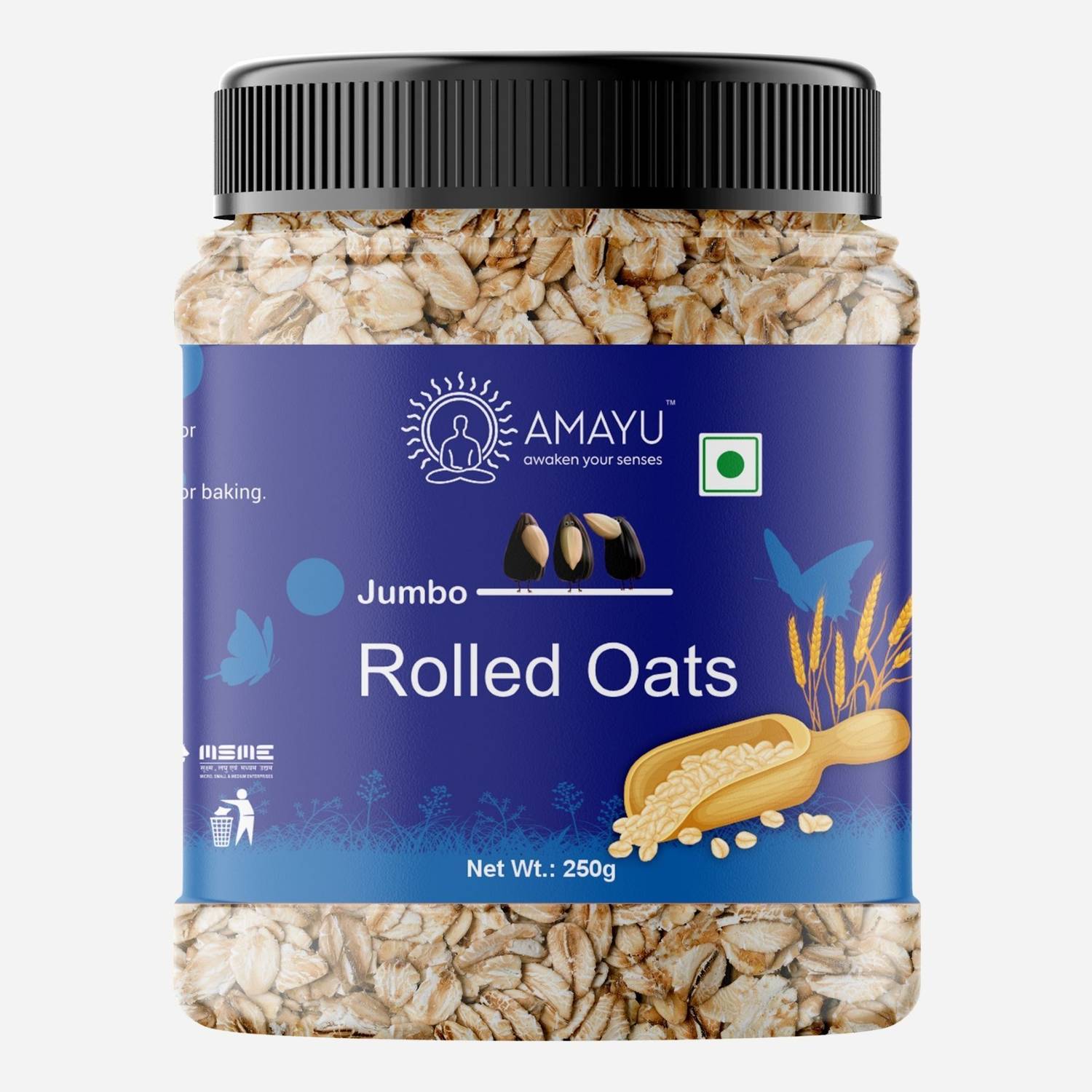 AMAYU Premium Jumbo Rolled Oats | Rich in Fiber & Protein Jar