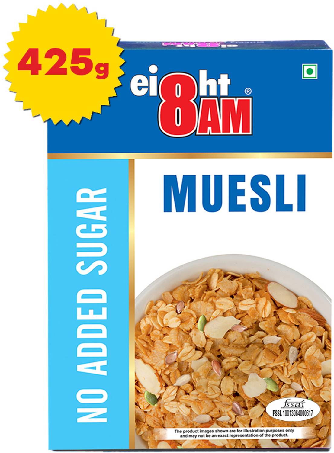 8AM Museli with Almond No Added Sugar | Healthy, Crunchy & Tasty Snack, Nutritious Box