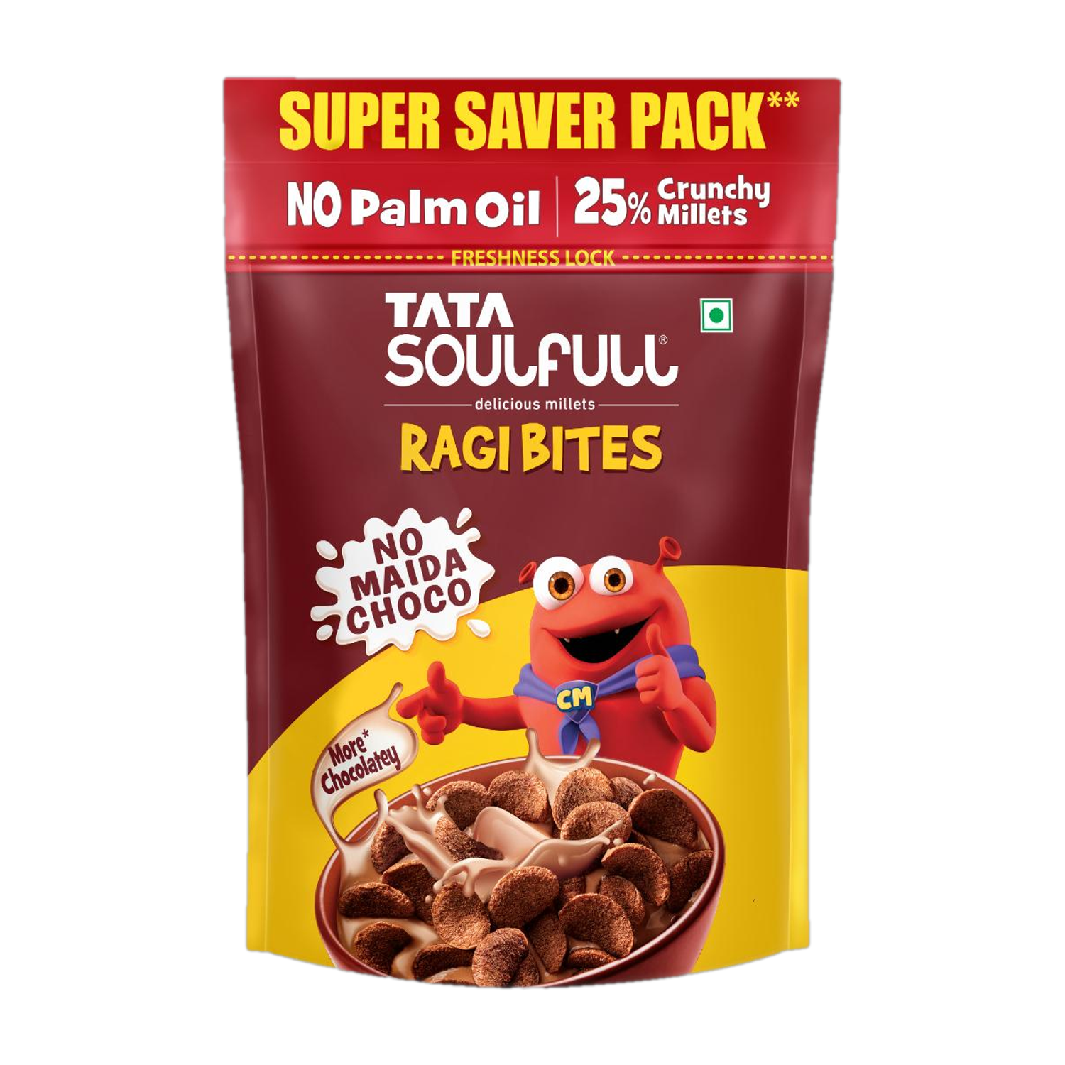 Tata Soulfull by Tata Consumer Products Limited Ragi Bites No Maida Choco, 7 Grains, Rich in Calcium & Protein, Breakfast Cereal Pouch