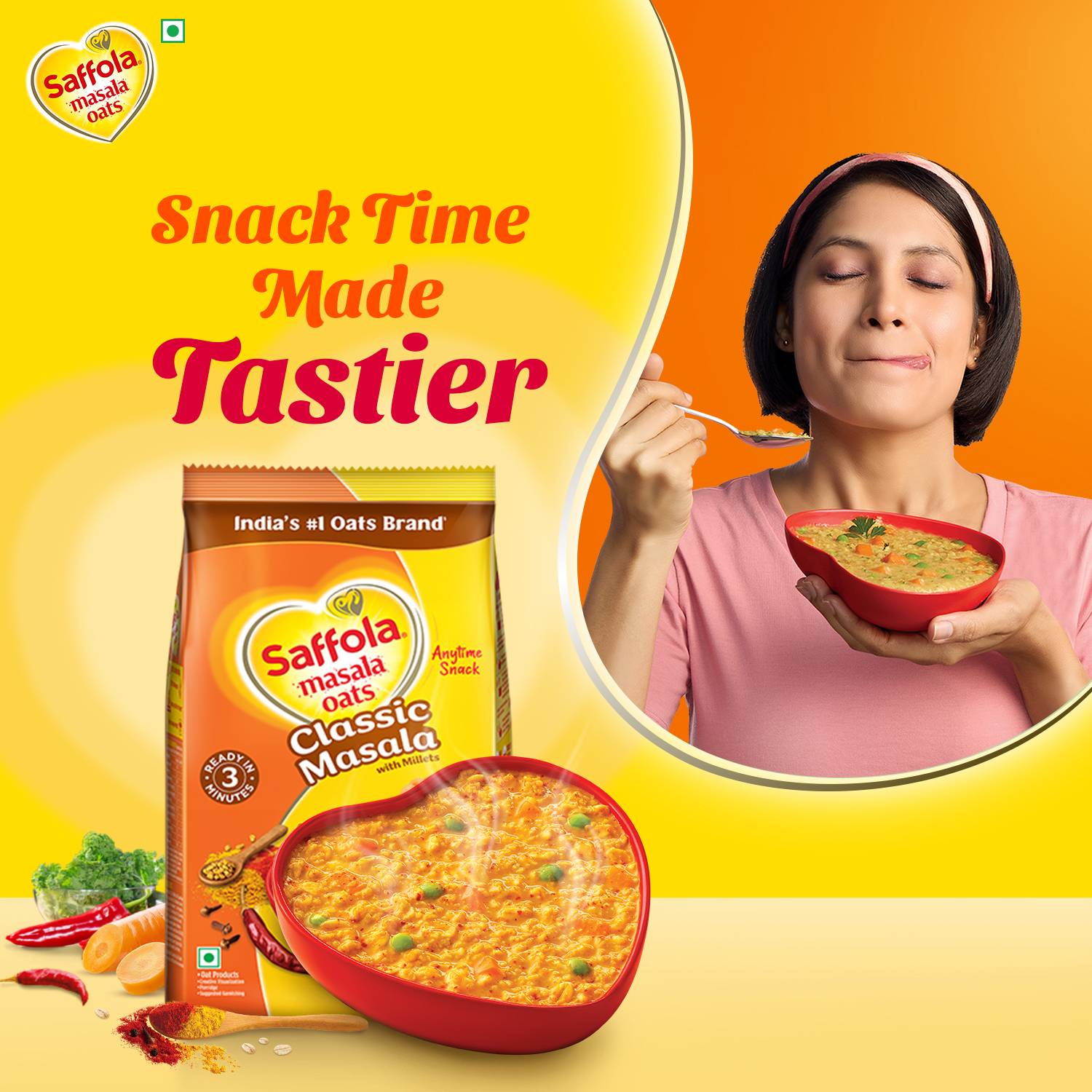 Saffola Masala Oats, 225g - Image 2