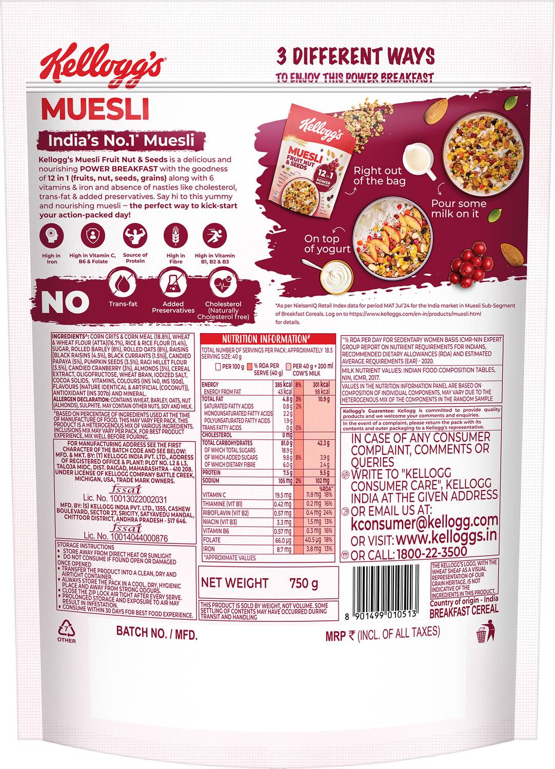 Kellogg's Muesli Fruit Nut & Seeds 12-In-1 - Image 2