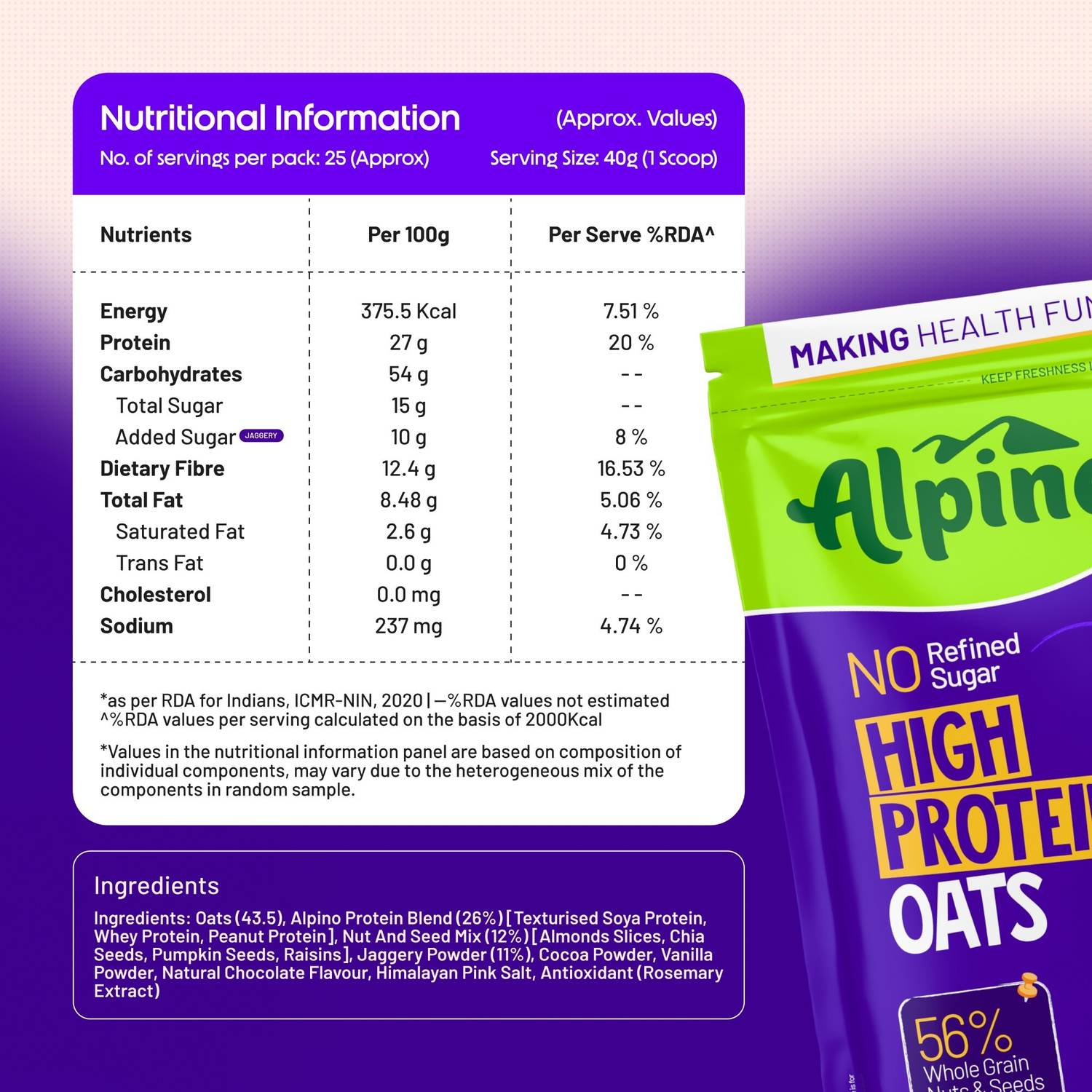 ALPINO 27g High Protein Oats Dark Chocolate - Image 5