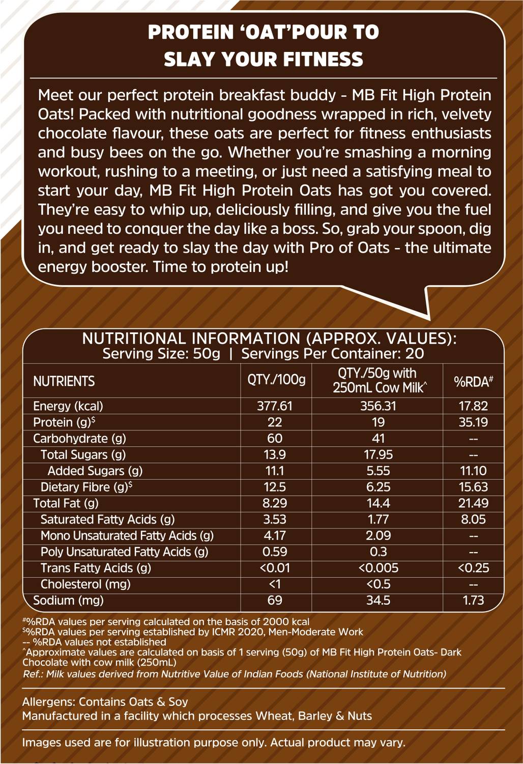 MUSCLEBLAZE High Protein Oats, Dark Chocolate, 1 kg - Image 3