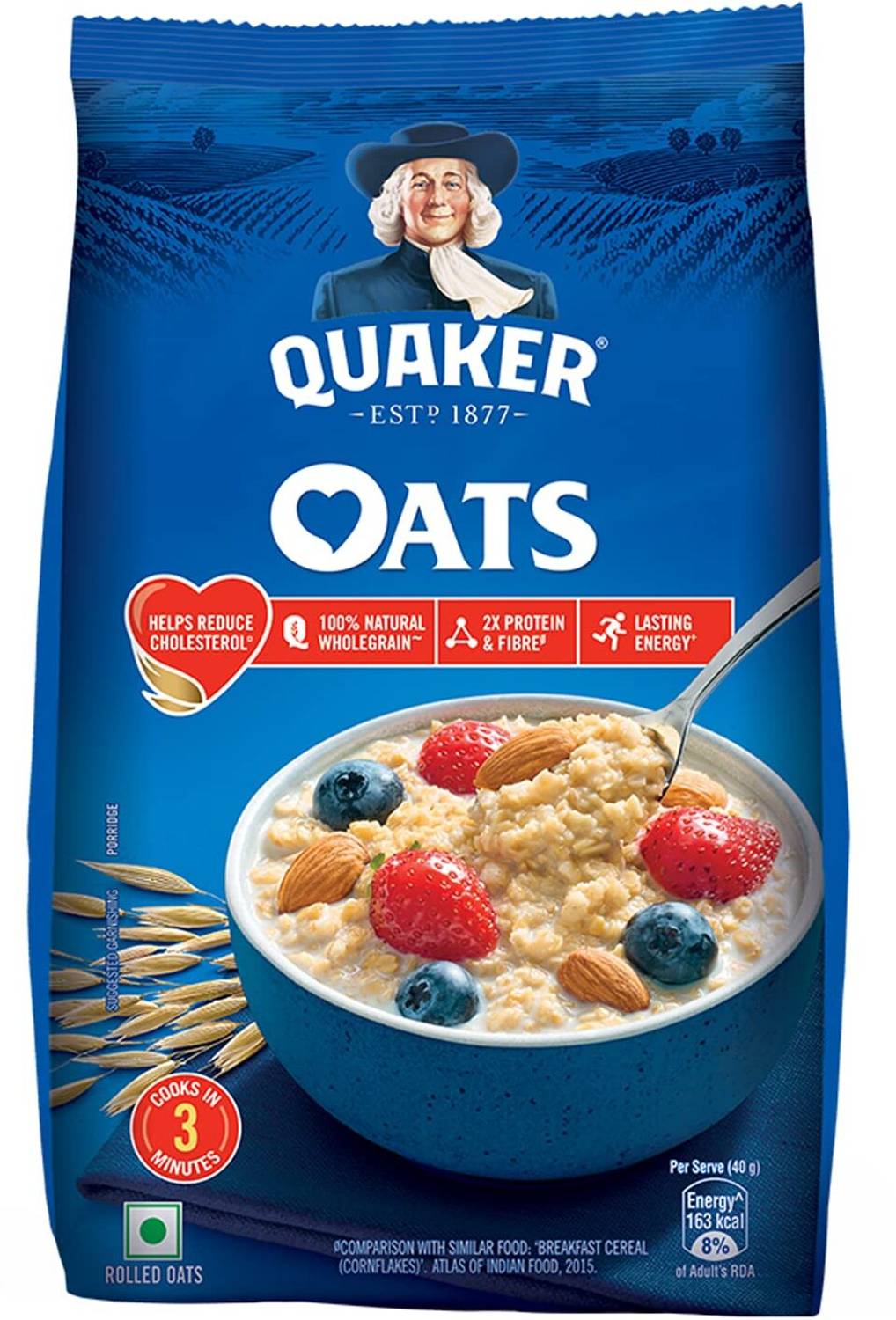 Quaker Rolled Oats Natural Wholegrain - Pack of 3 (400g x 3) - Image 2