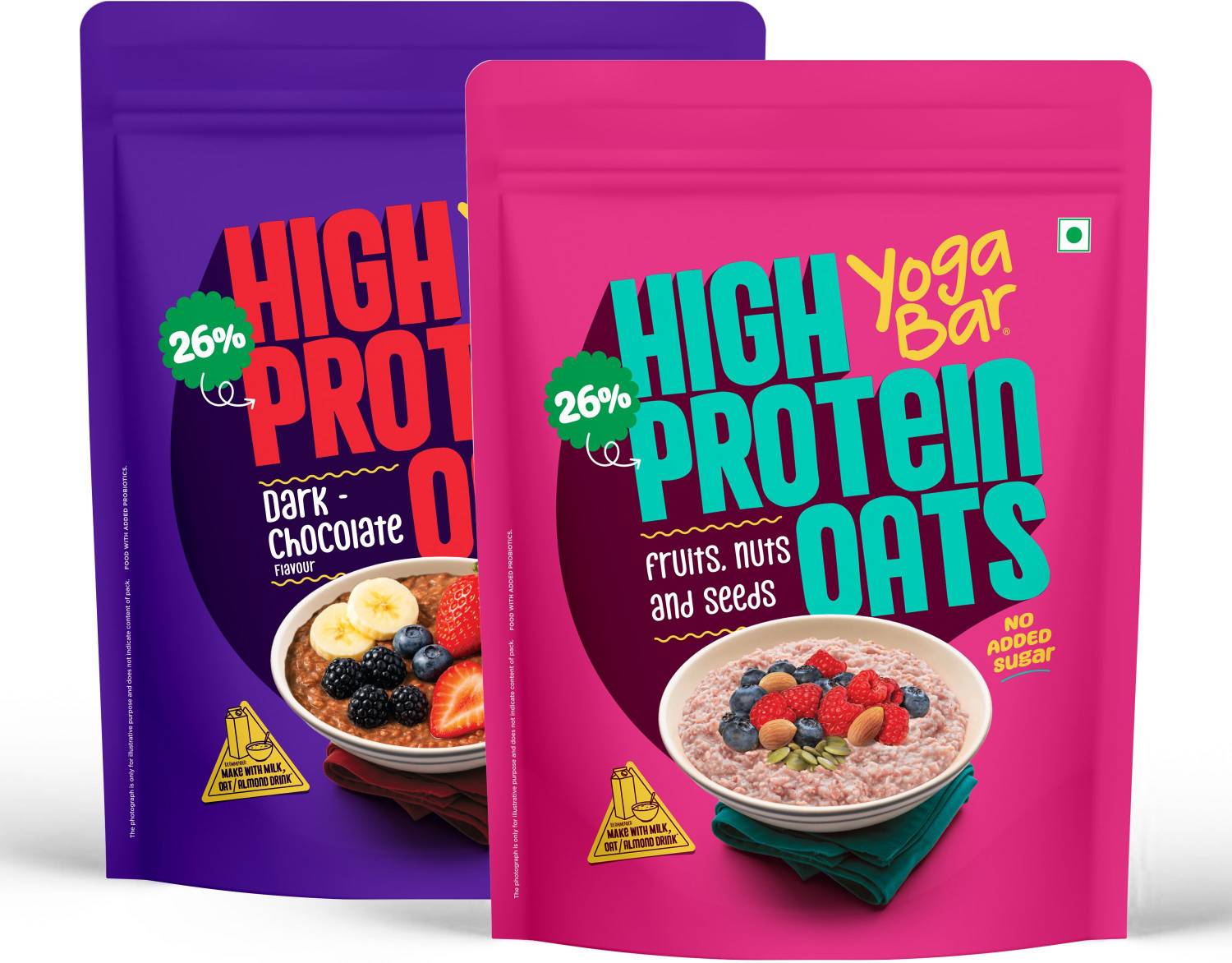 Yogabar 26g High Protein Oats Dark Chocolate - Image 1