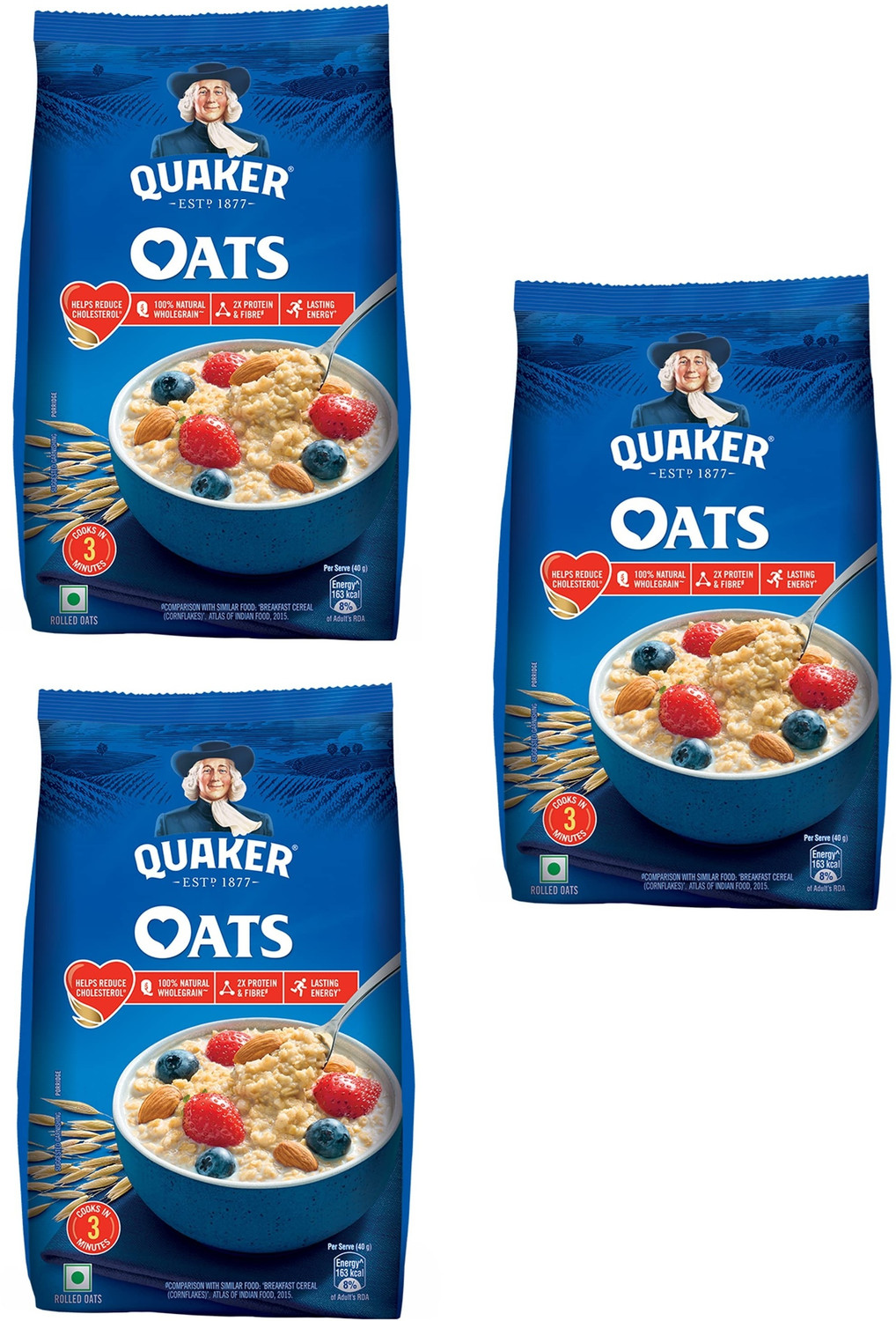 Image of Quaker Rolled Oats Wholegrain Nutritious Breakfast Cereals- 1200GRAMS (4003) Pouch