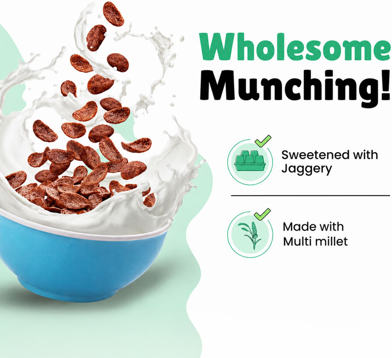 Image of Little Joys Millet Choco Crunch | Sweetened With Jaggery | No Maida | Kids Breakfast Cereal Pouch
