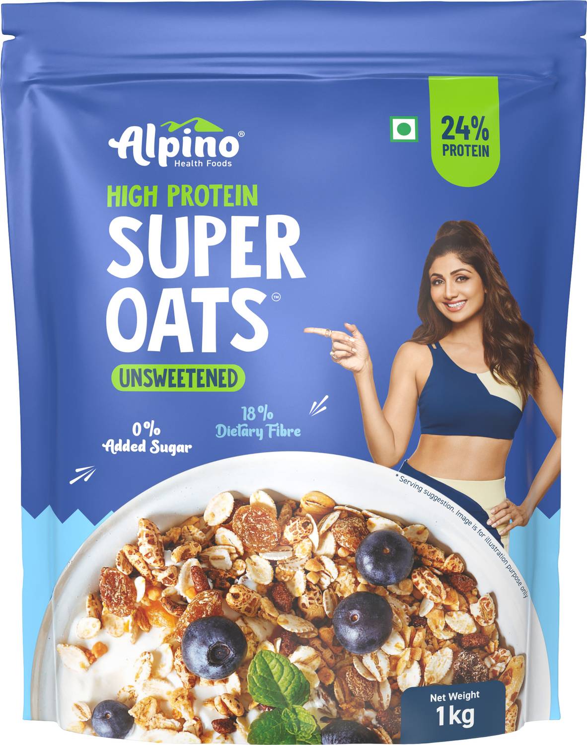 ALPINO Peanut Butter Super Oats Unsweetened - Pouch (1 kg)