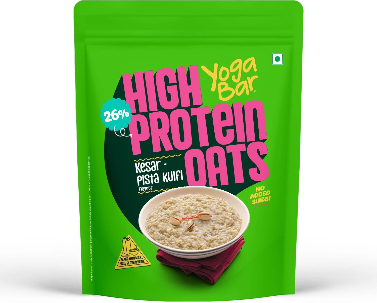 Yogabar High Protein Oats, Kesar Pista, 26g - Image 2