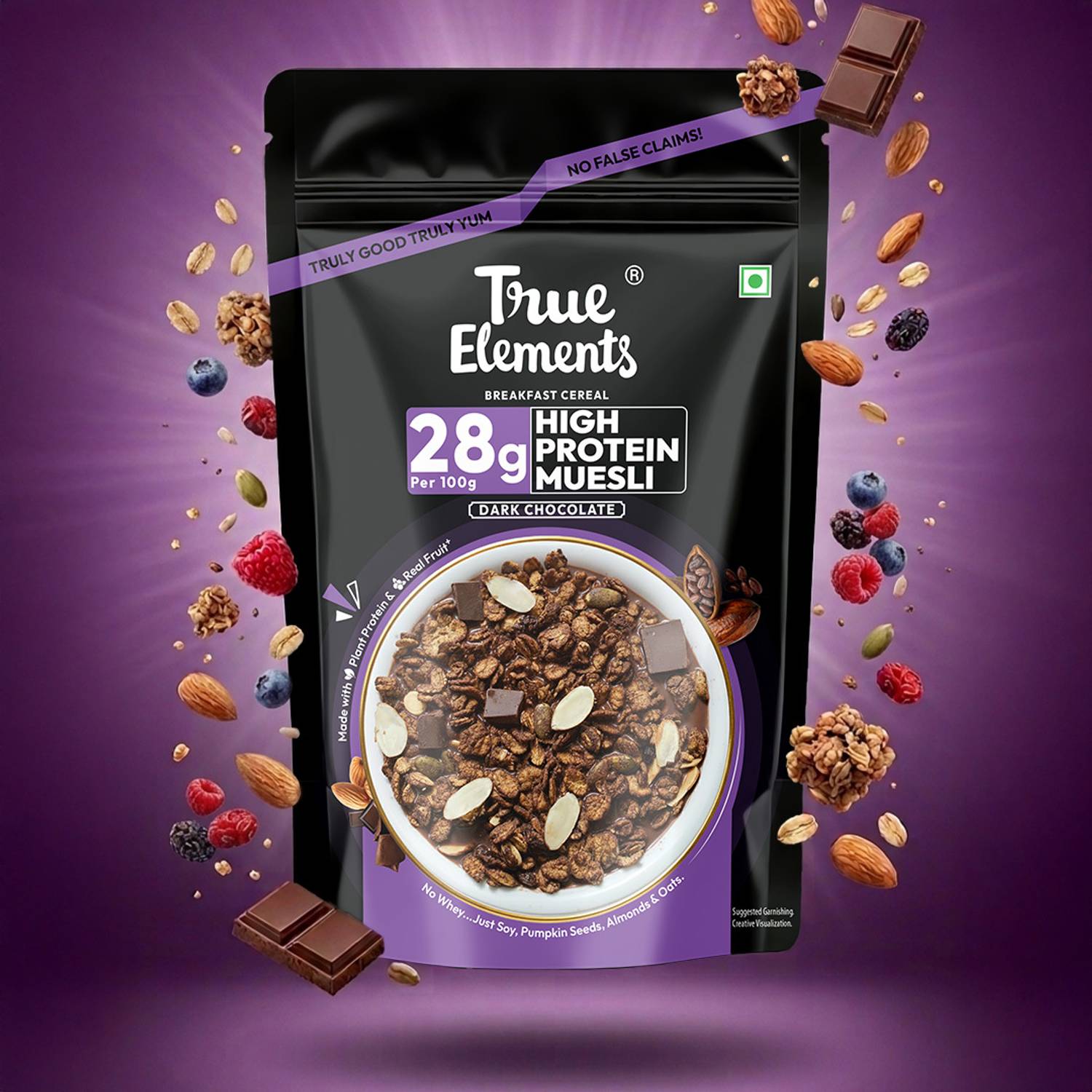 True Elements 28g High Protein Muesli Dark Chocolate 1kg - Image 3