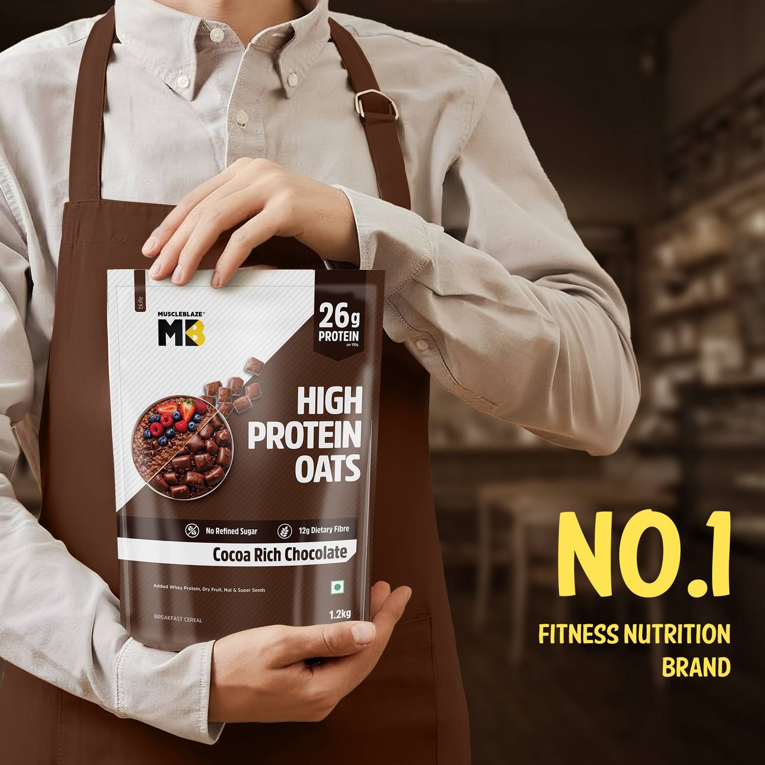 MUSCLEBLAZE High Protein Oats, Cocoa Rich Chocolate, 26g - Image 5