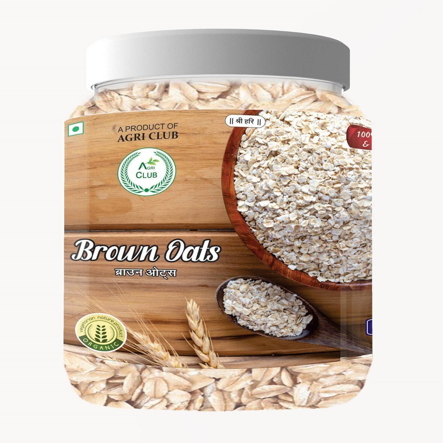 AGRI CLUB Brown Oats 400gm/14.10oz Plastic Bottle