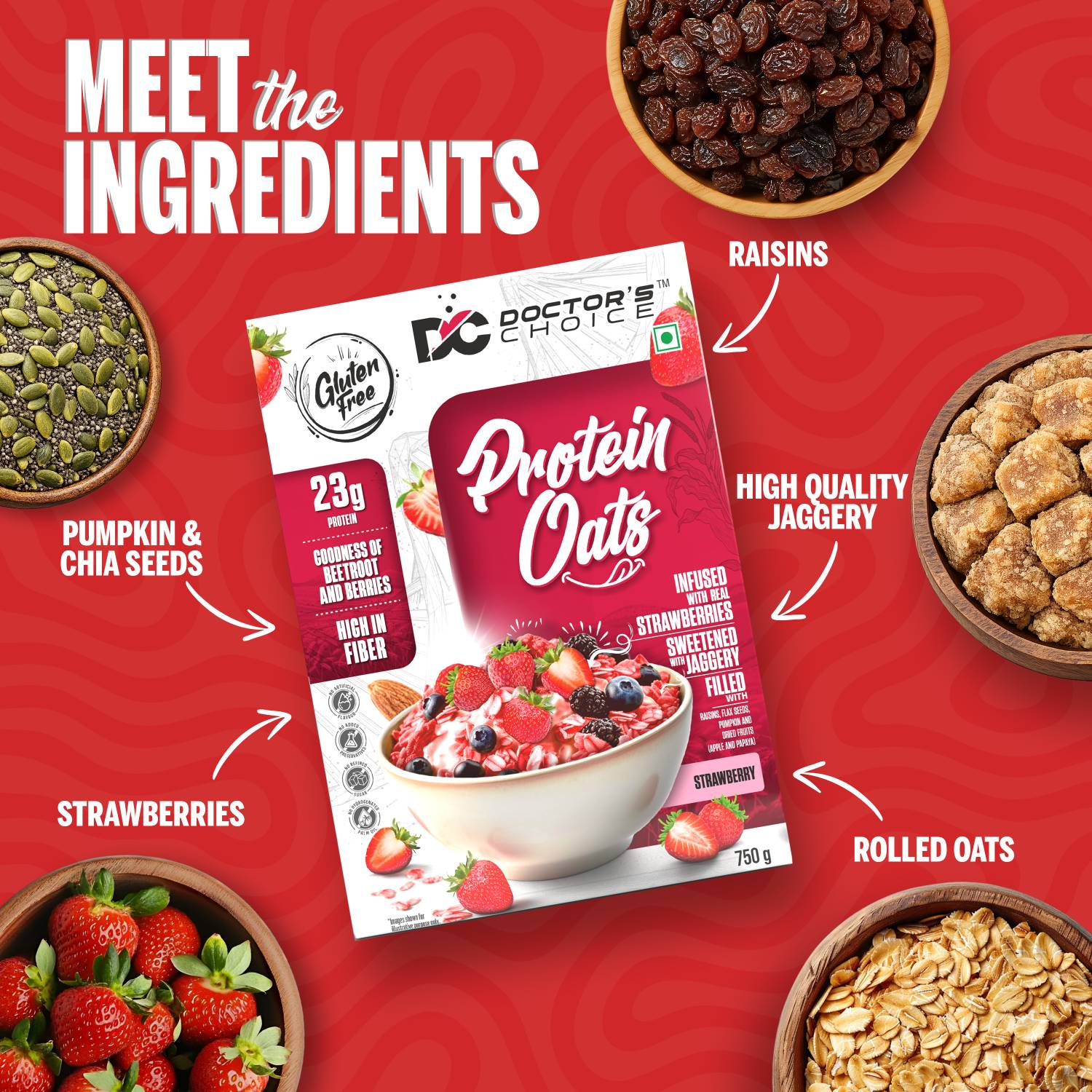 Doctor's Choice Strawberry Protein Oats 23g - Image 5