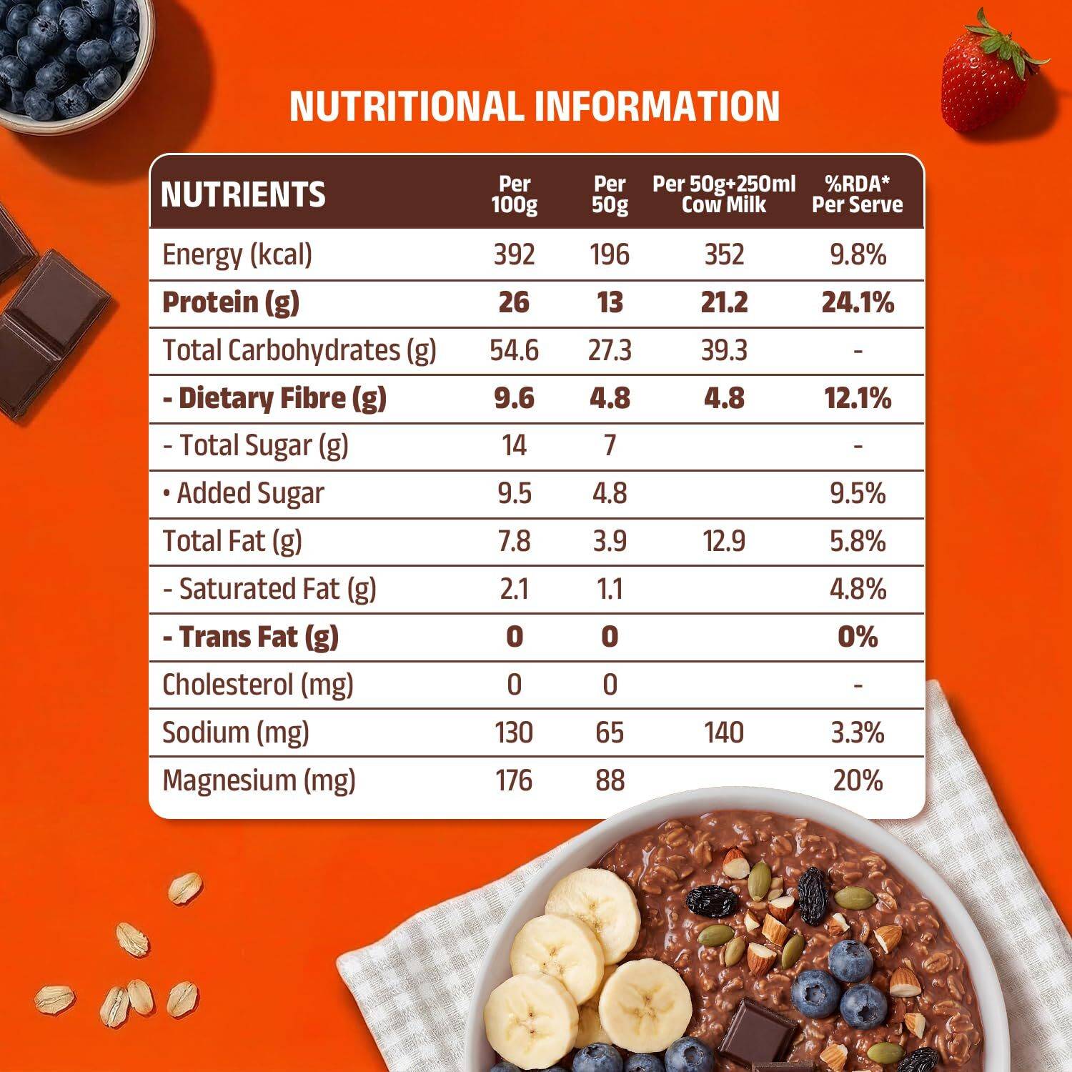 SSN 6g High Protein Dark Chocolate Oats 1kg with Almonds - Image 2