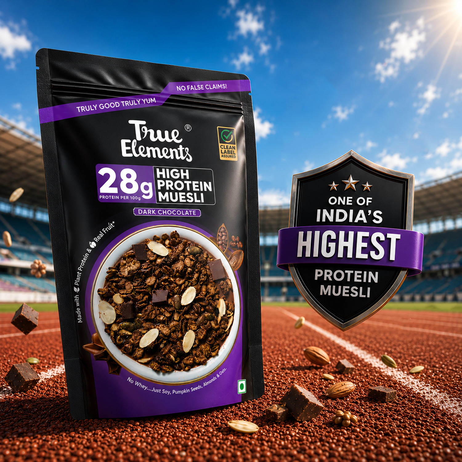 Image of True Elements 28g High Protein Muesli Dark Chocolate 1kg Pouch
