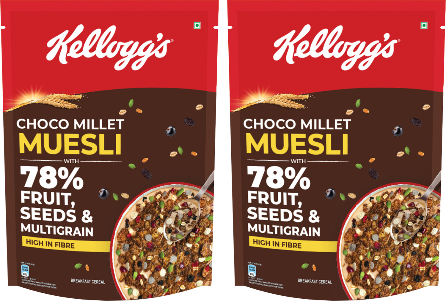 Image of Kellogg's by Kellogg's Choco Millet Muesli 78% Fruit, Seeds & Multigrain|Power Breakfast|No Palm Oil Pouch
