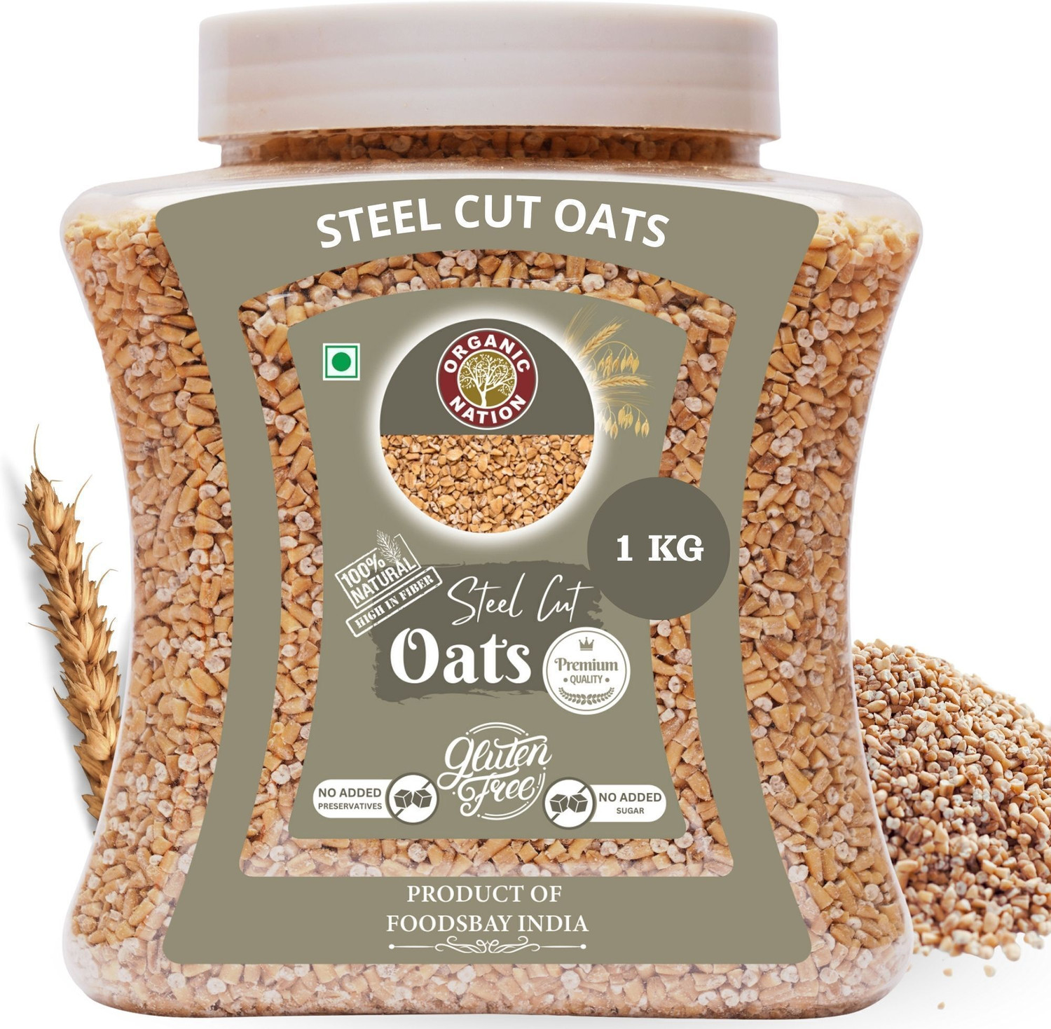 Image of Organic Nation by Organic Nation Steel Cut Oats|Whole Grain Oats|Gluten-Free | Healthy Breakfast Plastic Bottle