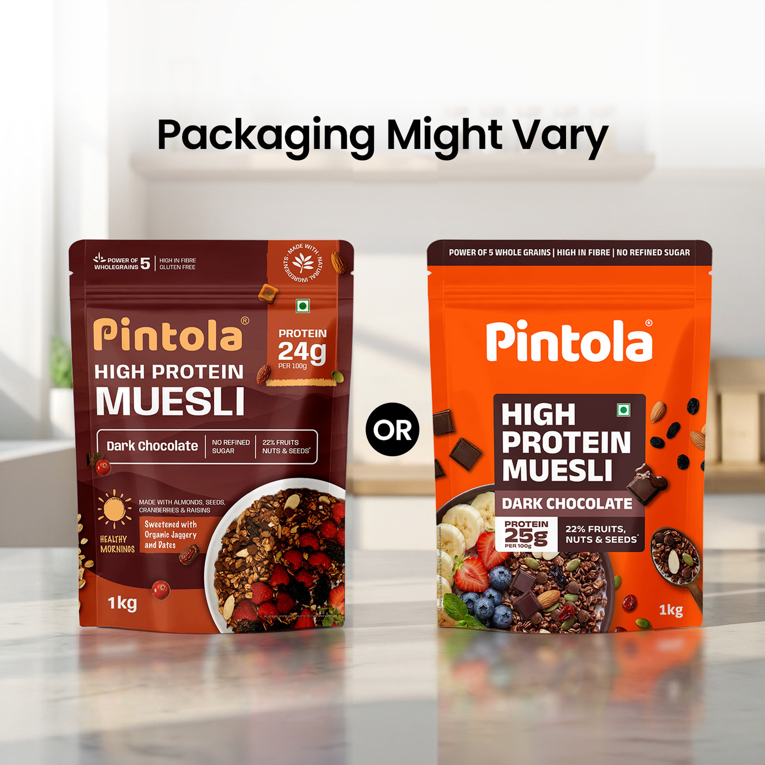 Image of Pintola High Protein (24g) Muesli - Dark Chocolate & Cranberry, with zero refined sugar Pouch