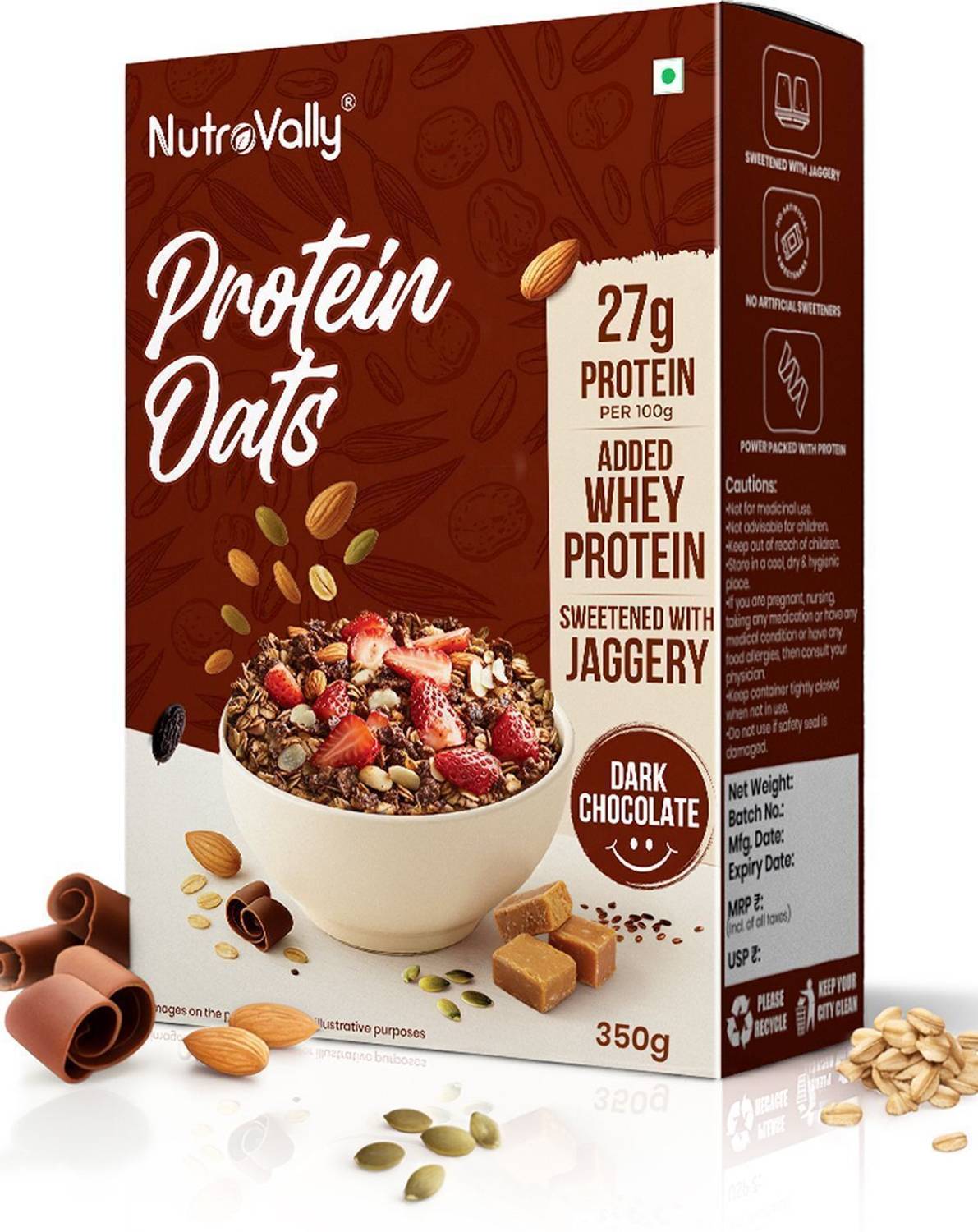 NutroVally Protein Oats Jaggery Sweetened 27g - Image 1