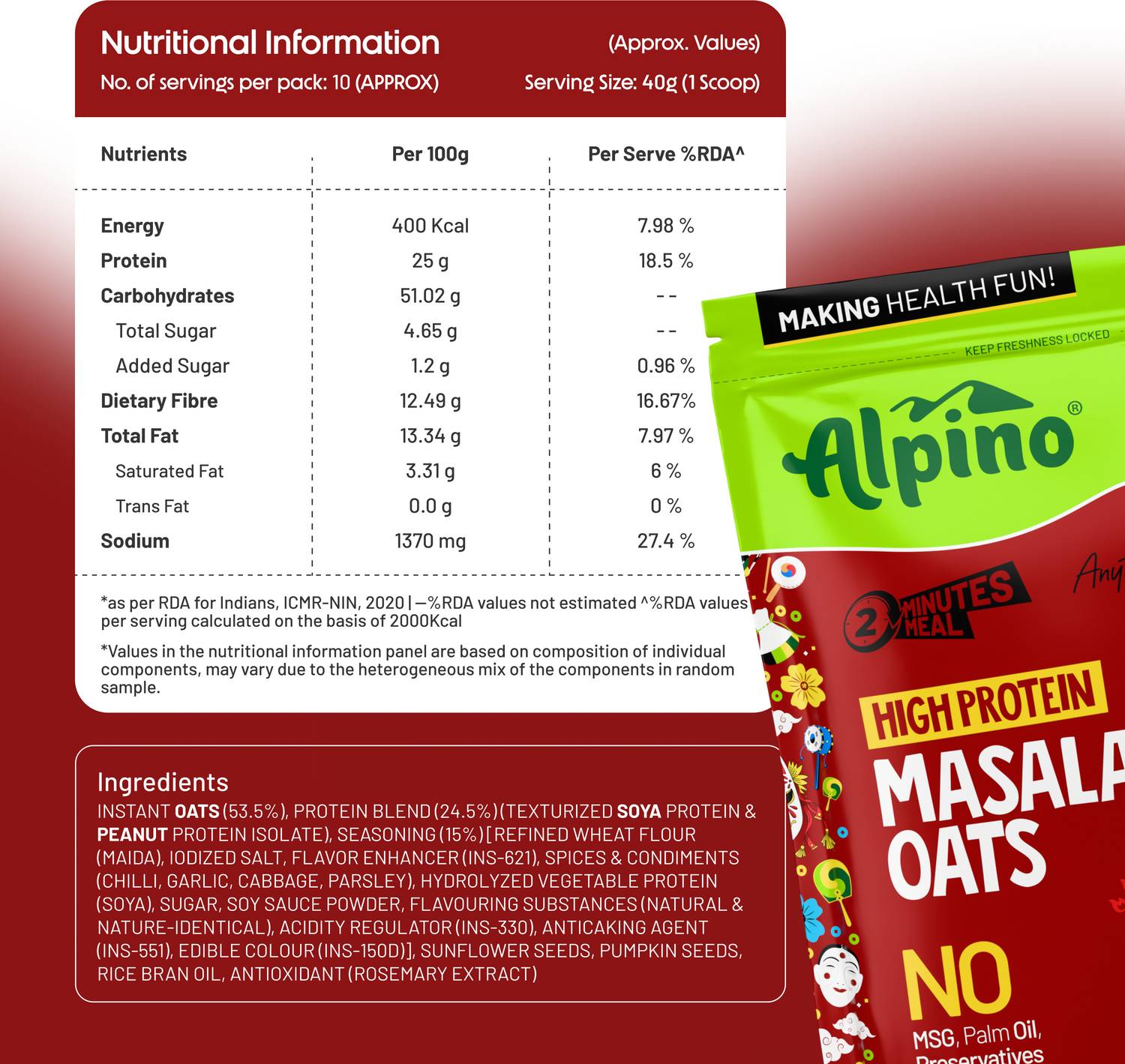 ALPINO High Protein Masala Oats 25g - Image 3