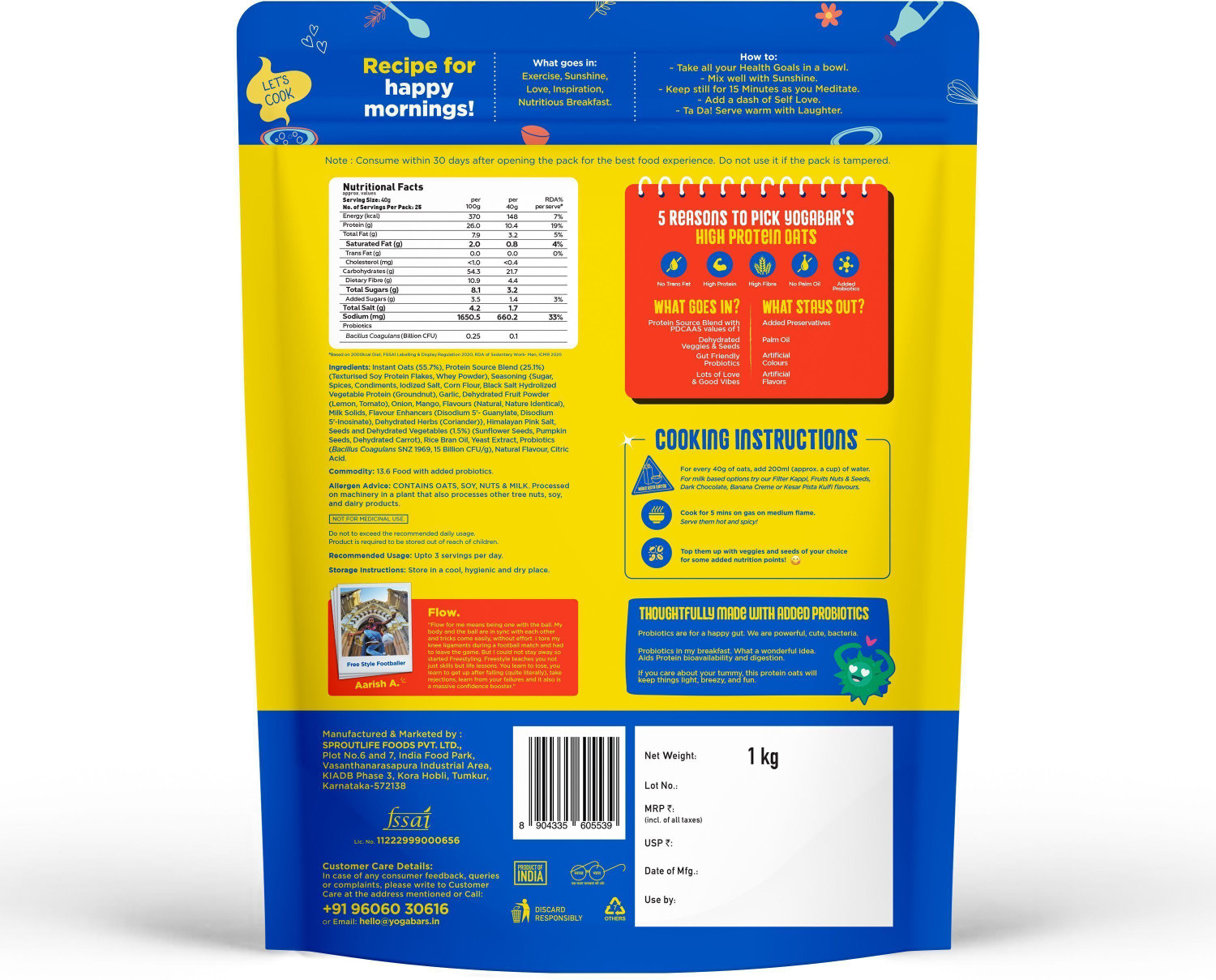 Image of Yogabar High Protein Oats, Mums Masala, No Palm Oil Pouch