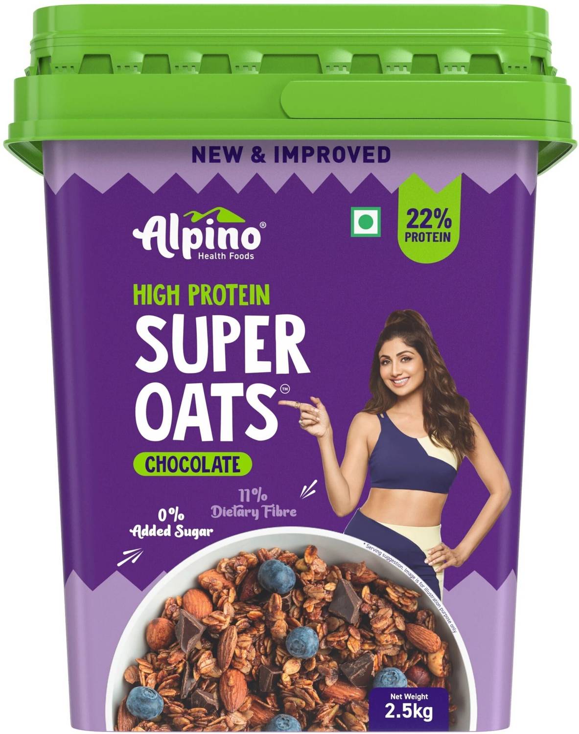 ALPINO अल्पीनो हाई प्रोटीन सुपर रोल्ड ओट्ज चॉकलेट 2.5kg - Image 1