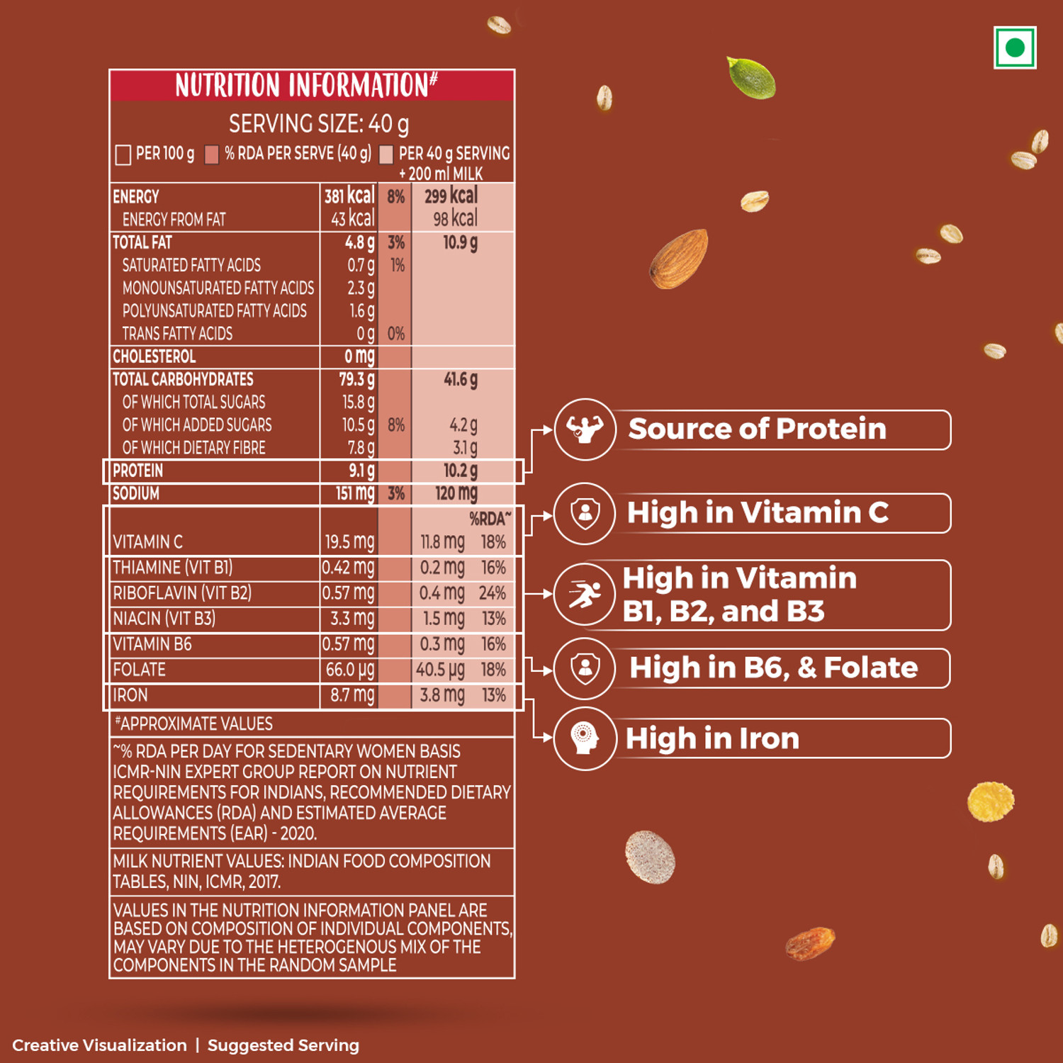 Image of Kellogg's Muesli Nuts & Seeds Crunch | 12 in 1 Power Breakfast Pouch