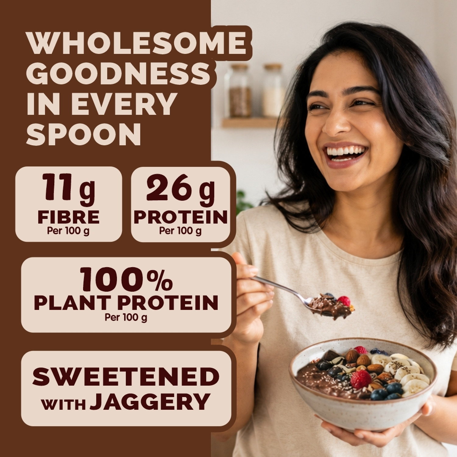 Image of Manna High Protein Oats - 26g Protein & 11g Fibre | Real Chocolate | Nuts & Seeds Jar
