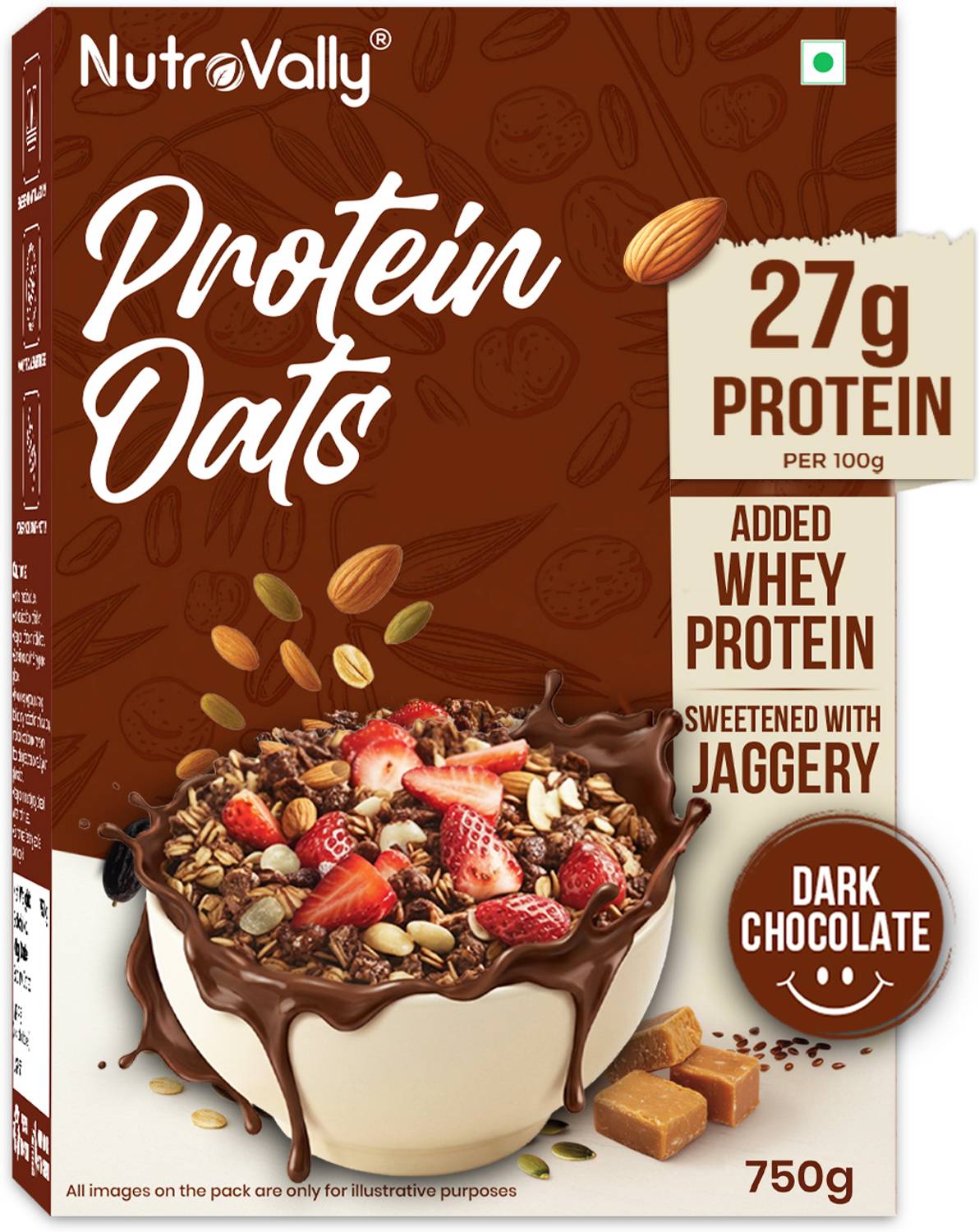 NutroVally Protein Oats 27g Dark Chocolate No Sugar