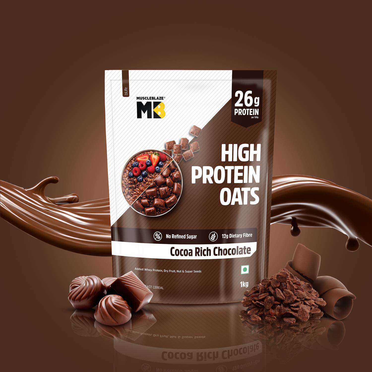 MUSCLEBLAZE High Protein Oats (Cocoa Rich Chocolate) 26g - Image 2
