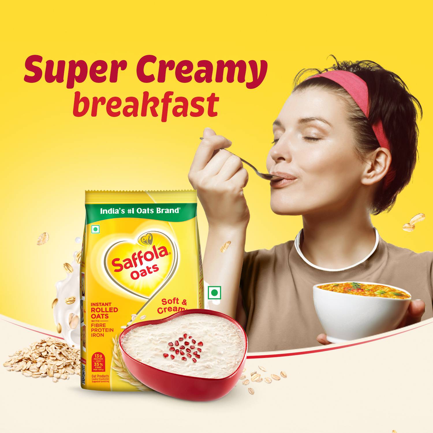 Saffola Oats, High Protein (13g), High Fibre (10g) - Image 2