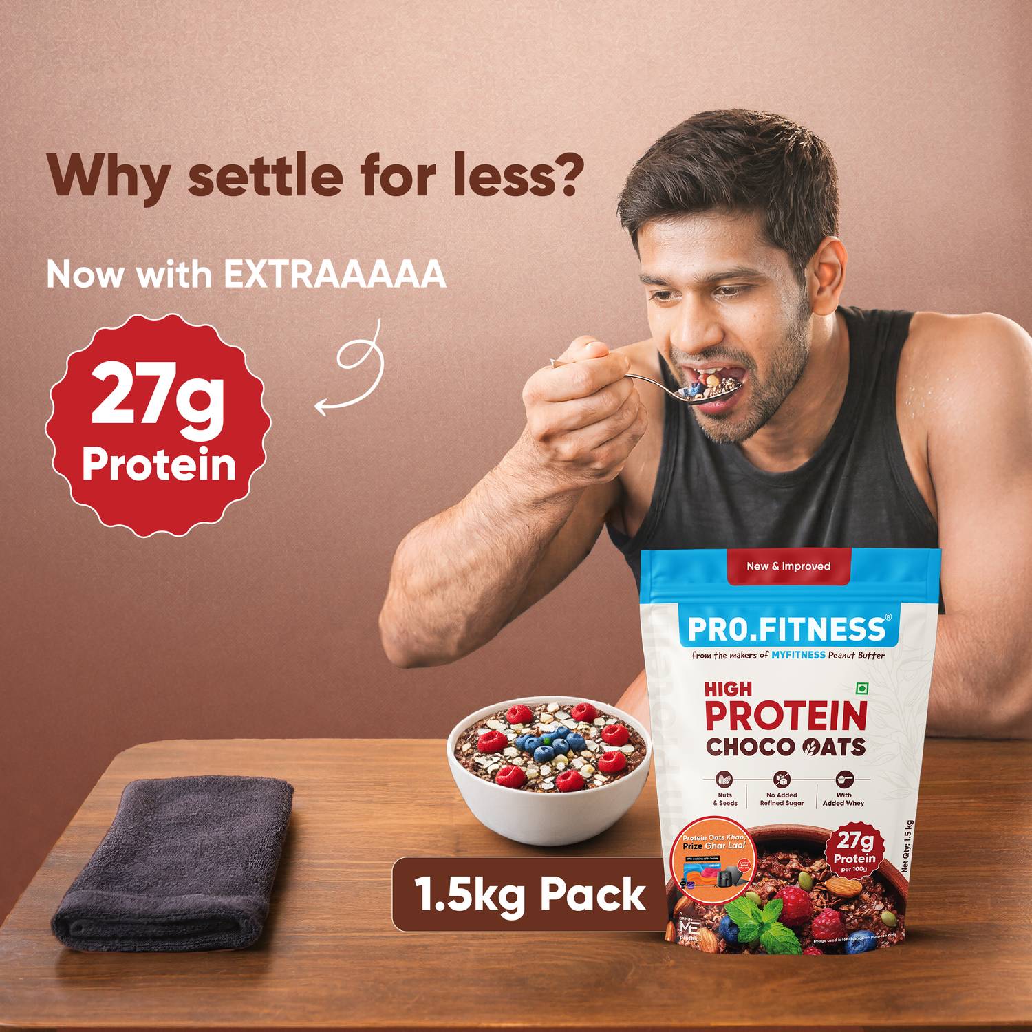 Pro.Fitness 27g Chocolate Oats Breakfast Cereals - Image 3