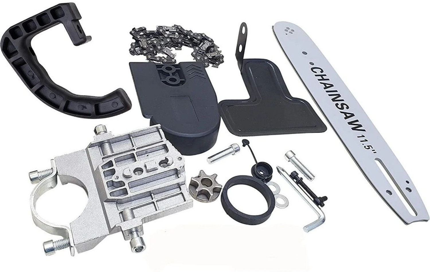 Image of Qualigen Heavy Duty 11.5 inch Electric Chain Saw Converter Bracket Tree Felling Angle Grinder for Woodworking Tool Chain Saw Only Corded & Cordless Chainsaw (Without Battery)