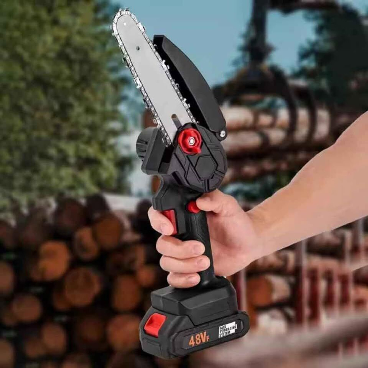 Image of Buy From Best Cordless Battery Powered with 48V Rechargeable With 1 Chain Hand Handheld Chainsaw for Tree Trimming & Branch Pruning Wood Cutting Chainsaw Cordless Chainsaw